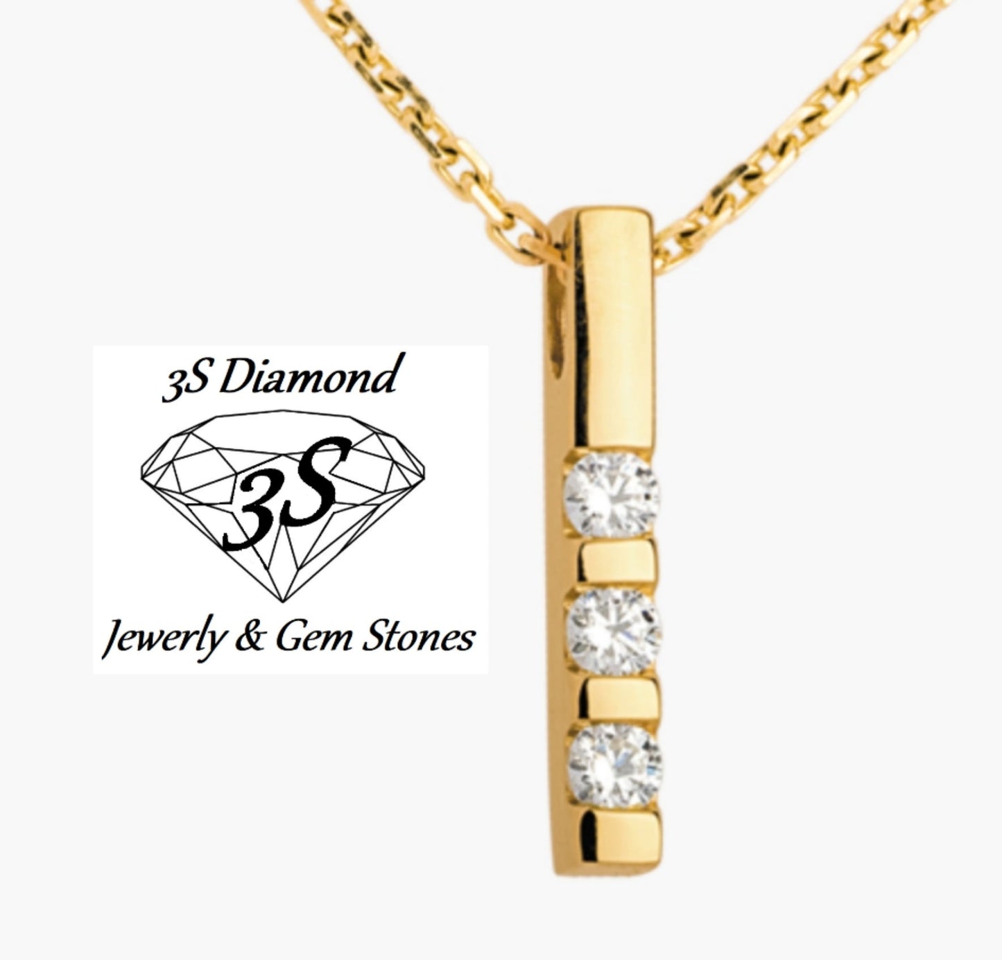 ciondolo trilogy in oro giallo 18k e 3 diamanti naturali 0,60ct