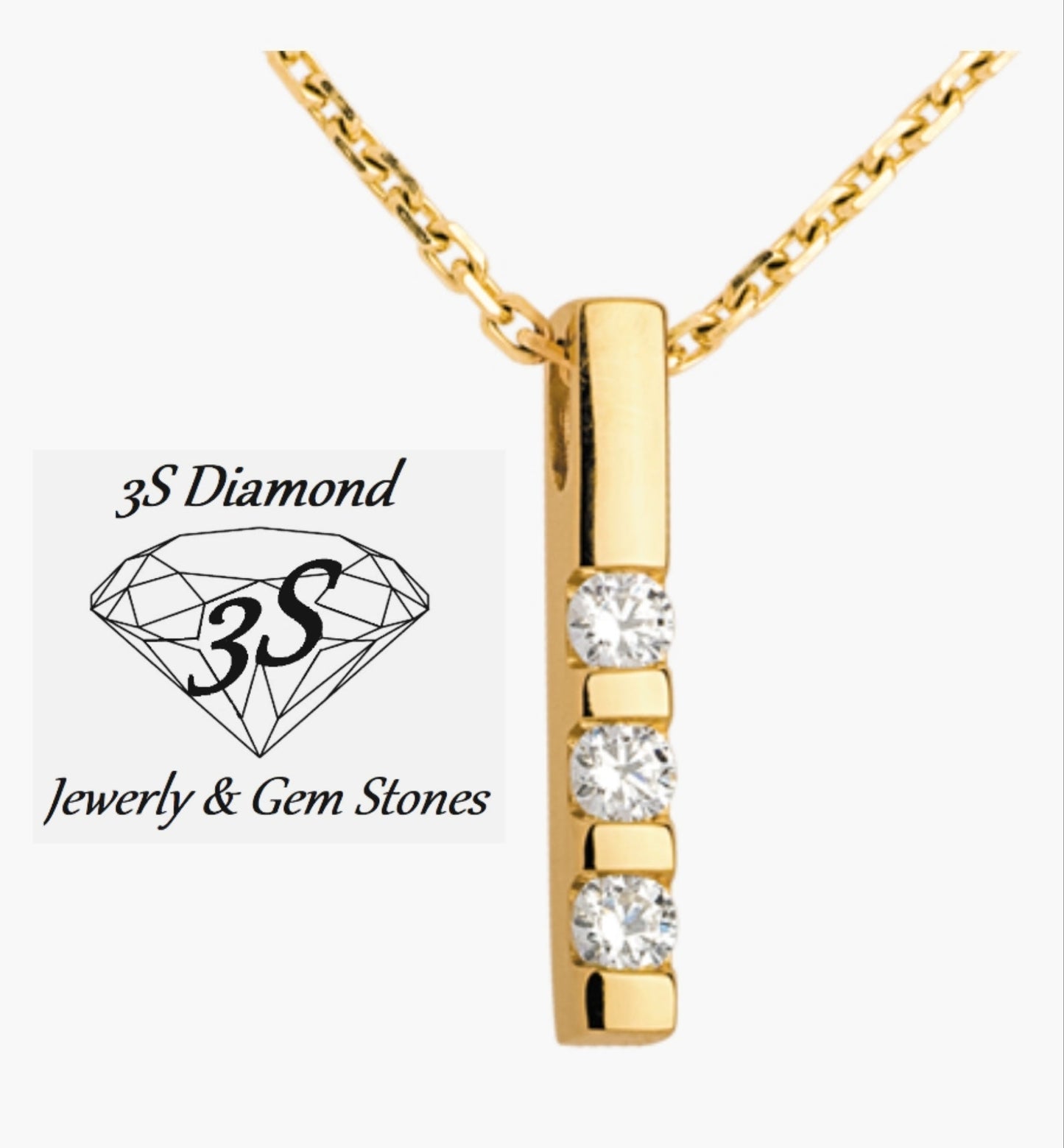 ciondolo trilogy in oro giallo 18k e 3 diamanti naturali 0,45ct