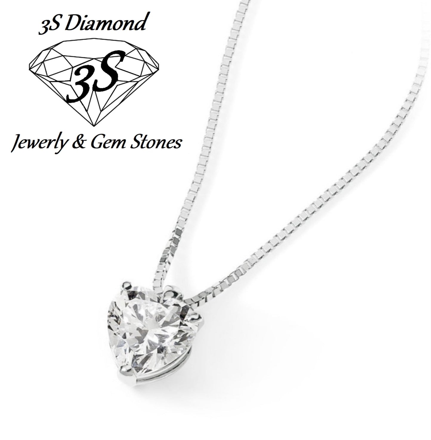 ciondolo punto luce in oro bianco e diamante naturale taglio cuore 0,25ct