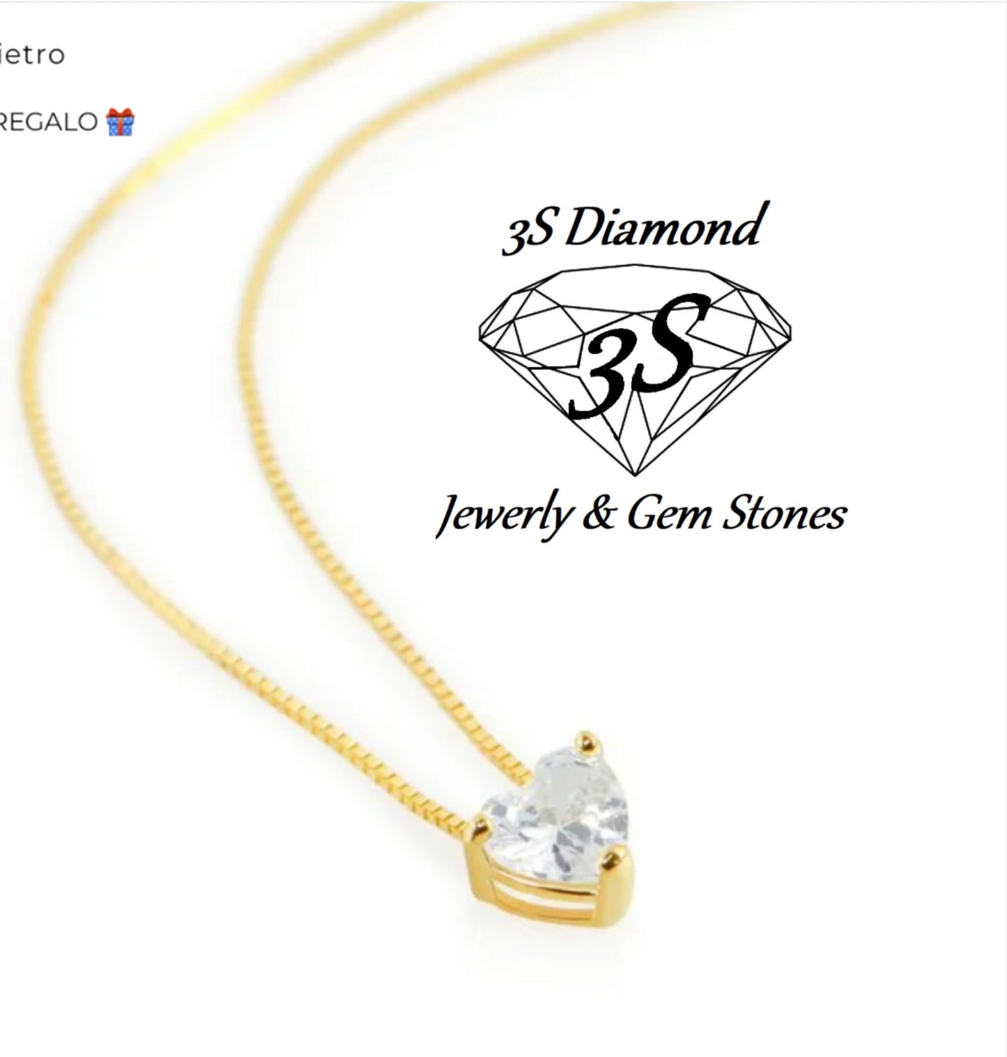 ciondolo punto luce in oro giallo 18k e diamante naturale Taglio cuore 0,25ct
