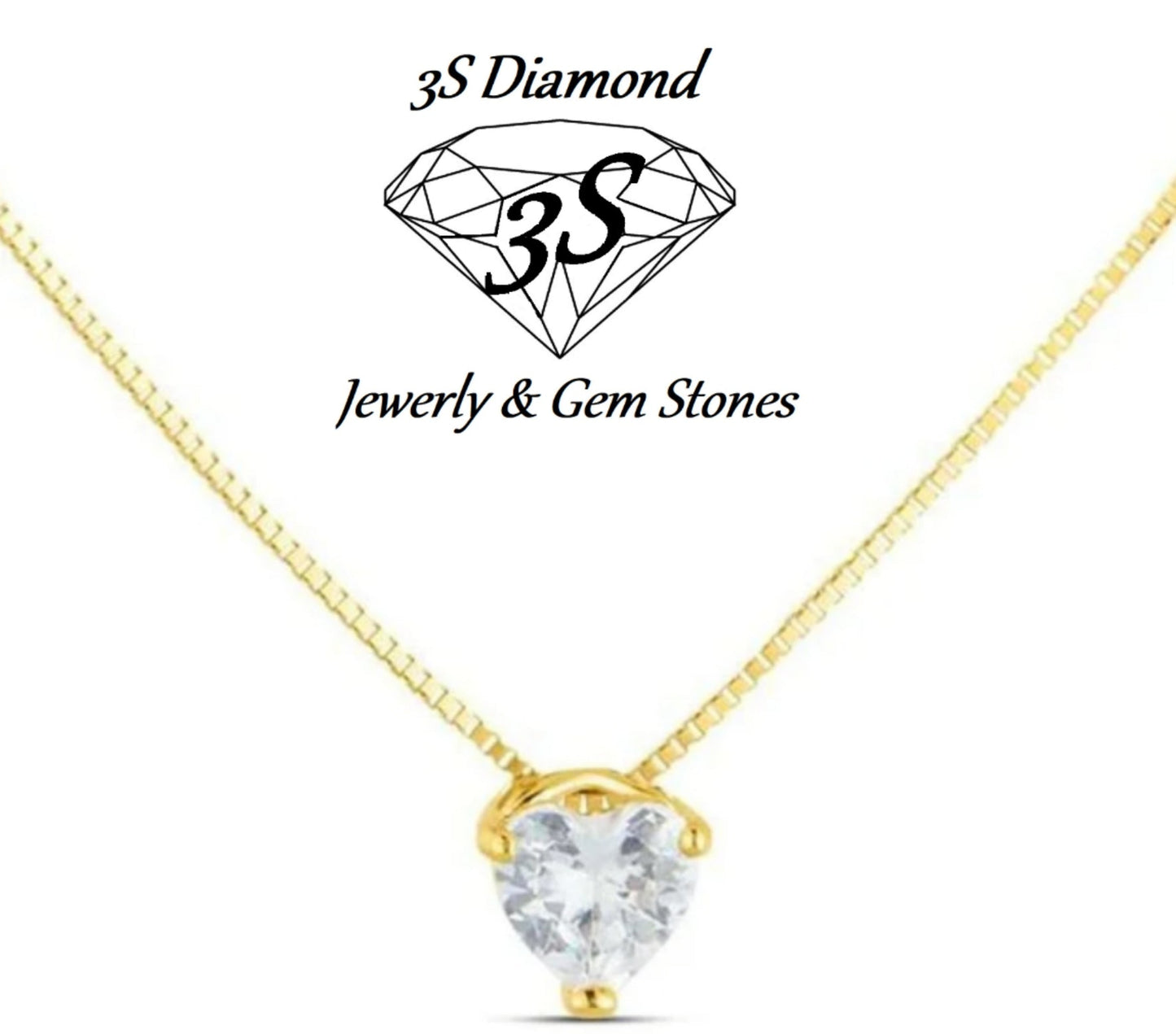 ciondolo punto luce in oro giallo 18k e diamante naturale Taglio cuore 0,15ct