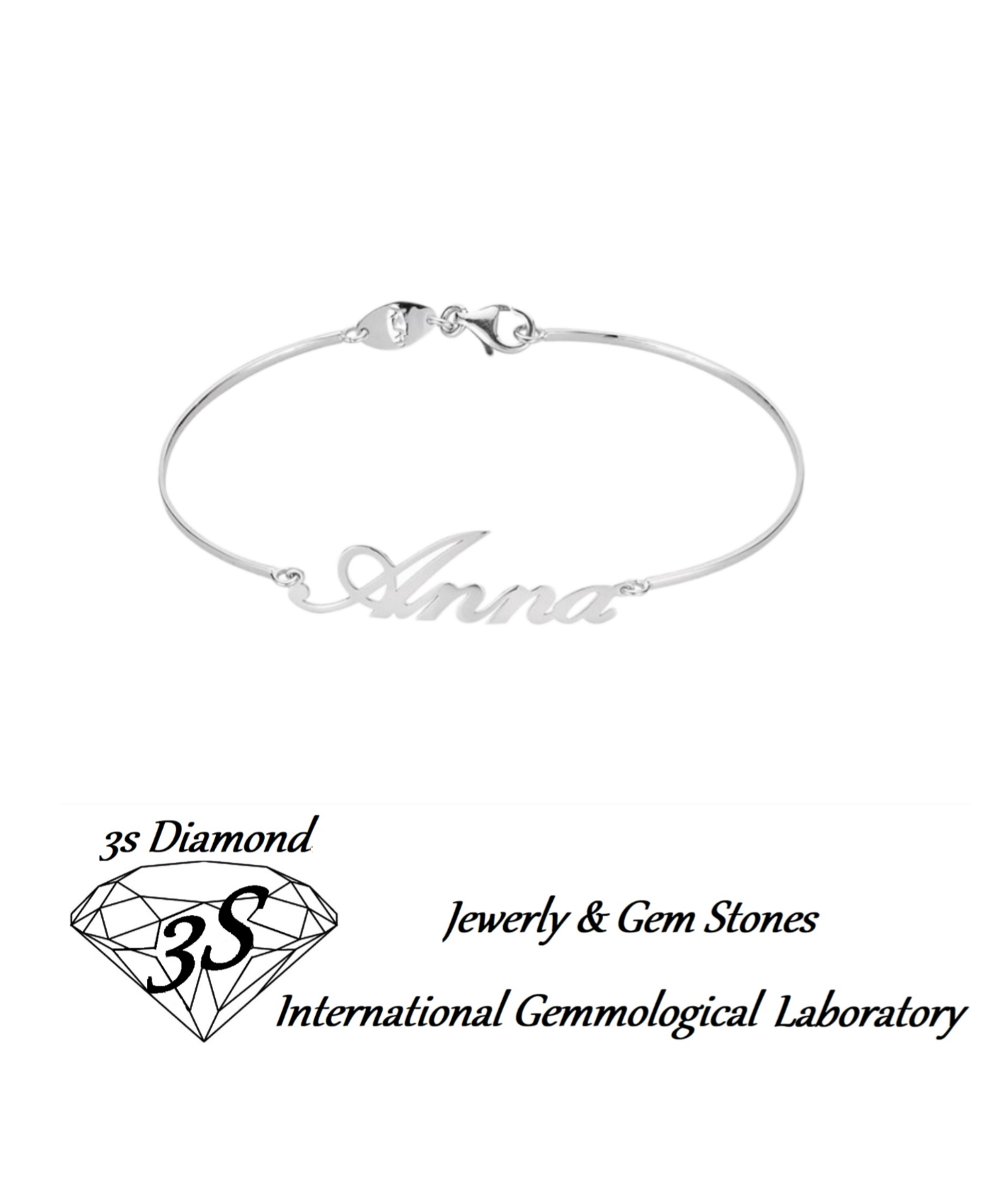 bracciale rigido personalizzato in oro bianco 18k 750