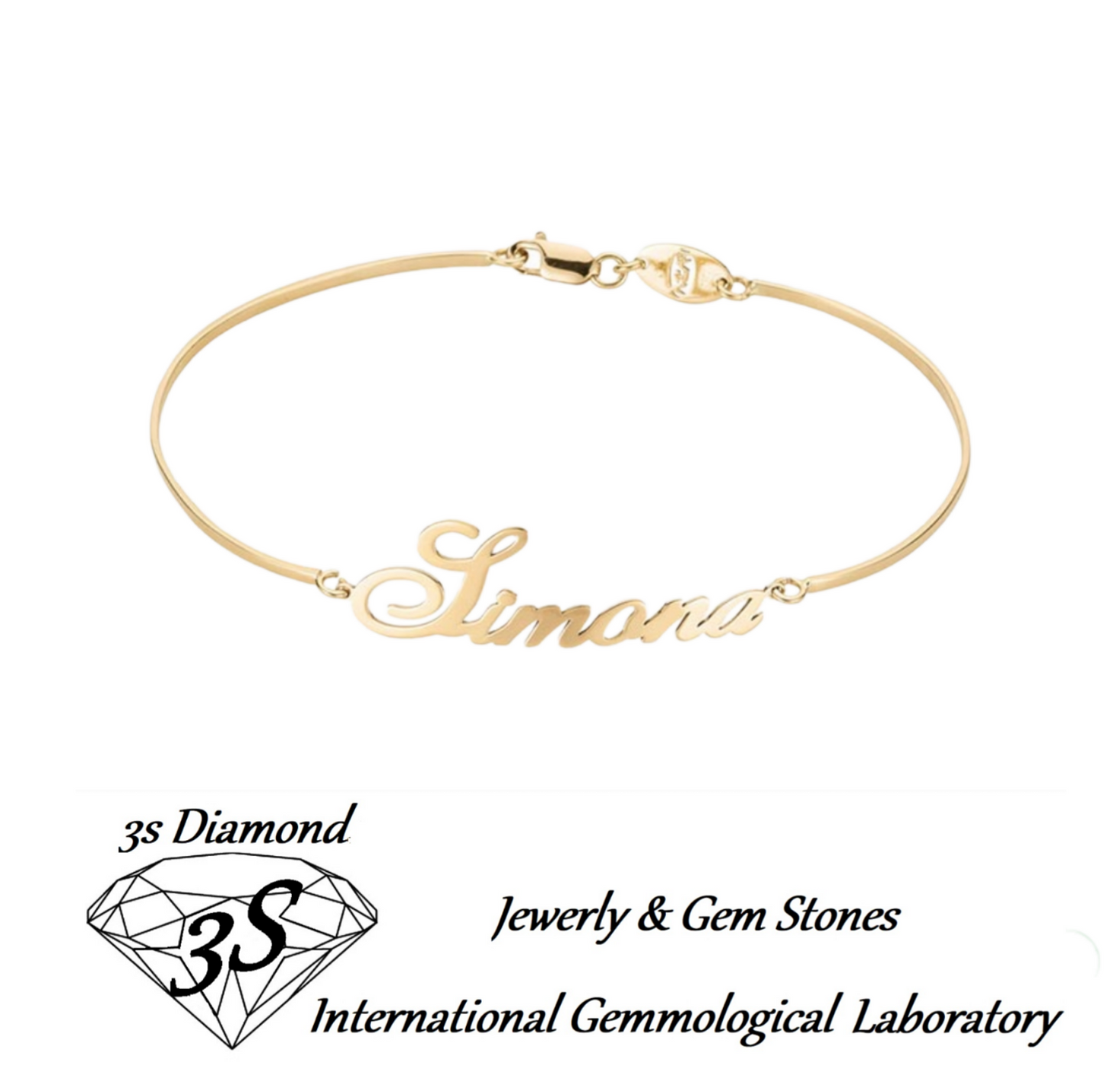bracciale rigido personalizzato in oro bianco 18k 750