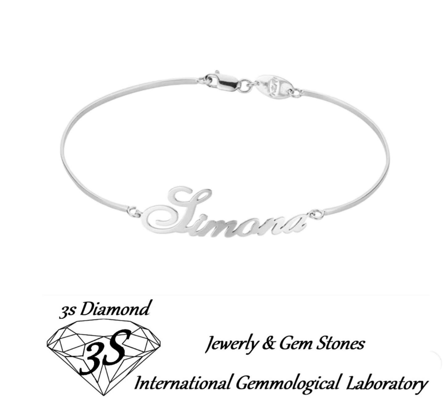 bracciale rigido personalizzato in oro bianco 18k 750
