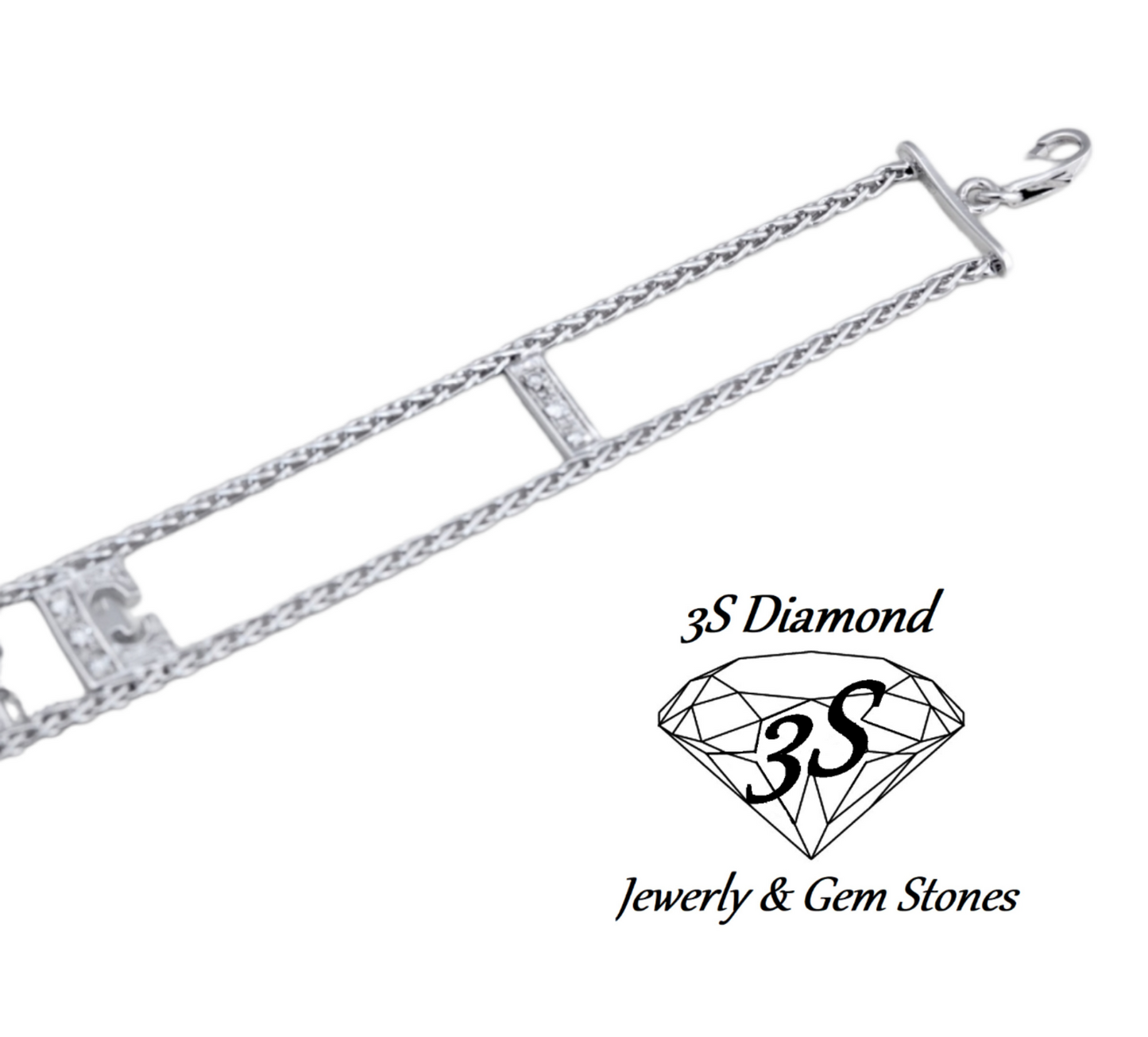 bracciale personalizzato in oro bianco e brilliantini naturali su lettere 0,65ct