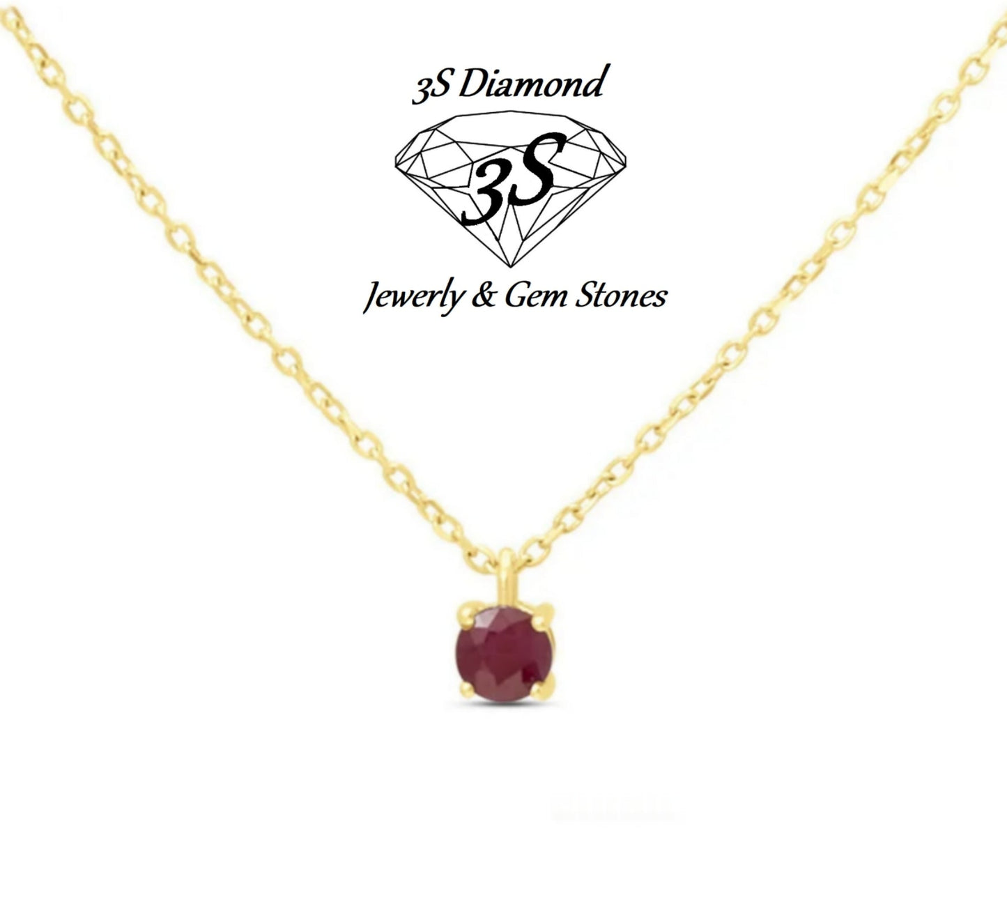 ciondolo punto luce in oro bianco 18k e rubino naturale 0,50 ct
