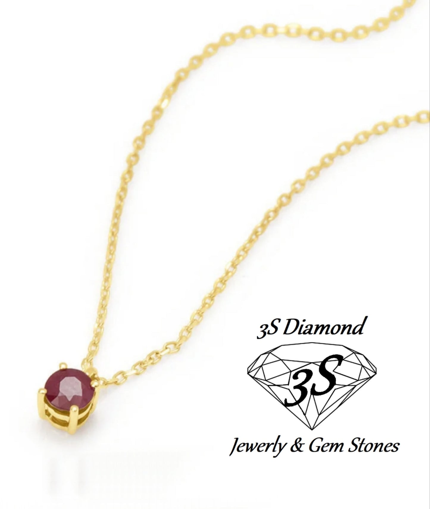 ciondolo punto luce in oro bianco 18k e rubino naturale 0,50 ct