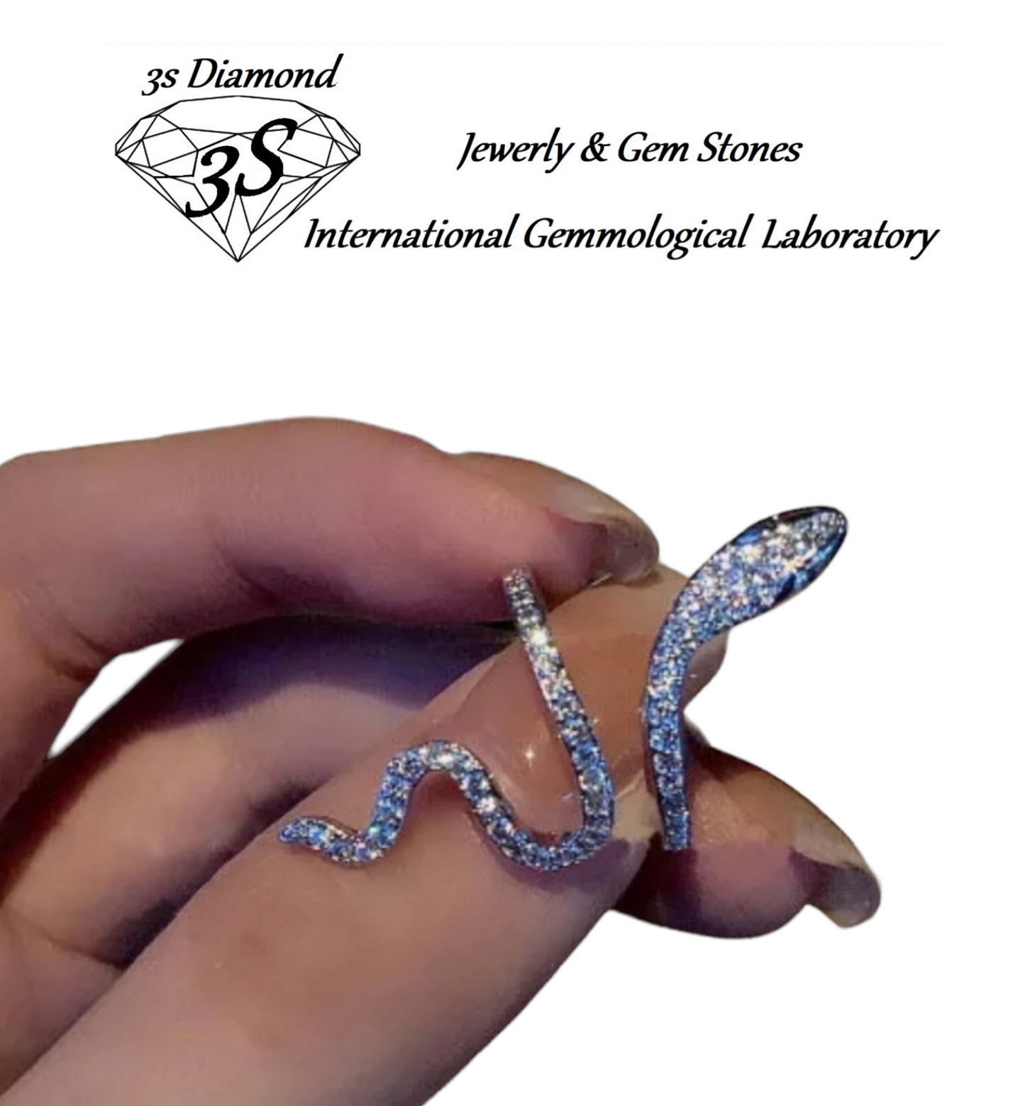anello modello serpente in  oro bianco 18k con brillantini naturali 1,5ct