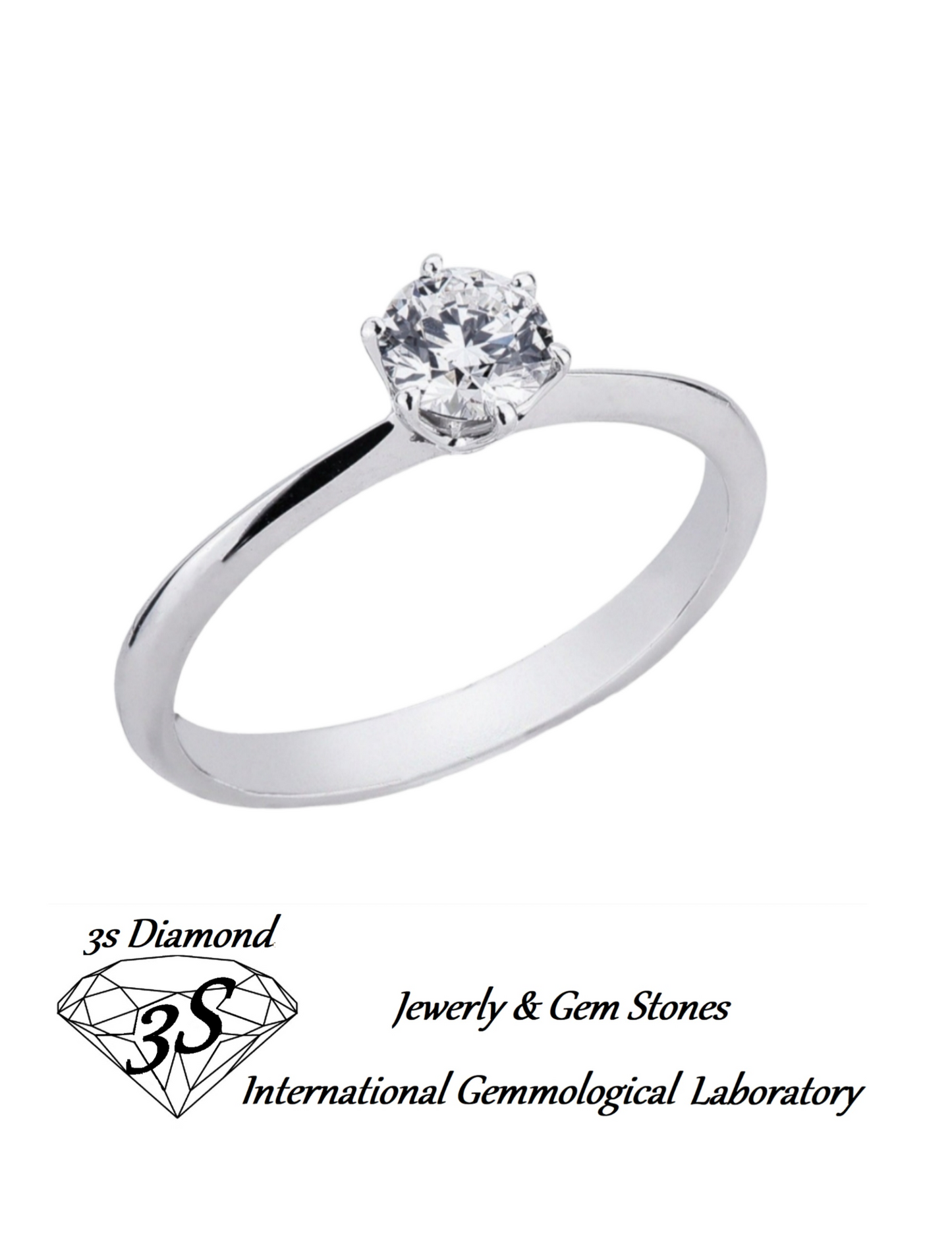 anello solitario modello Tiffany con diamante naturale 0,30 ct