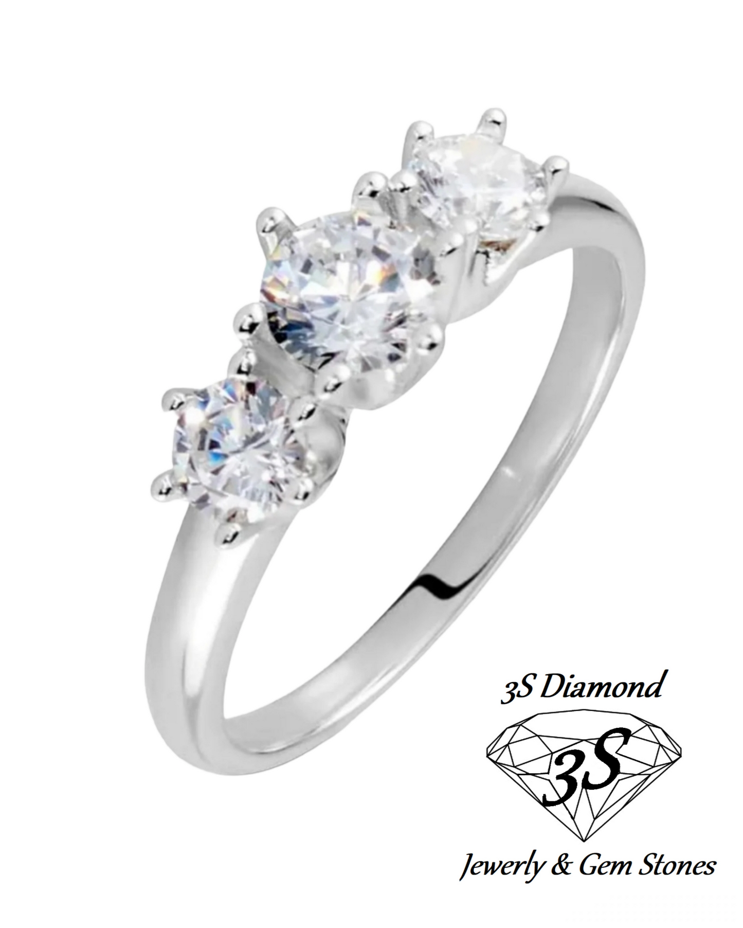 anello trilogy modello tifany oro bianco 18k e diamanti 0,60ct