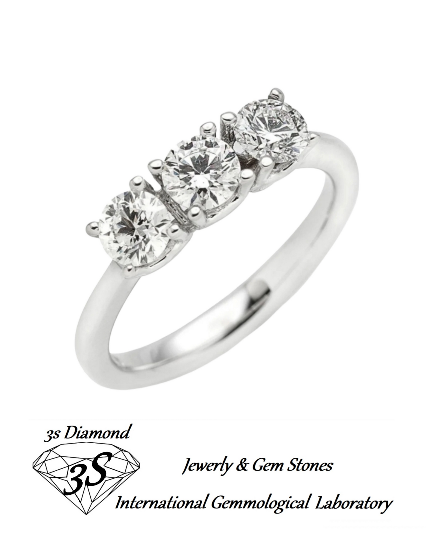 anello trilogy in oro bianco 18k con 3 diamanti naturali 0,99ct