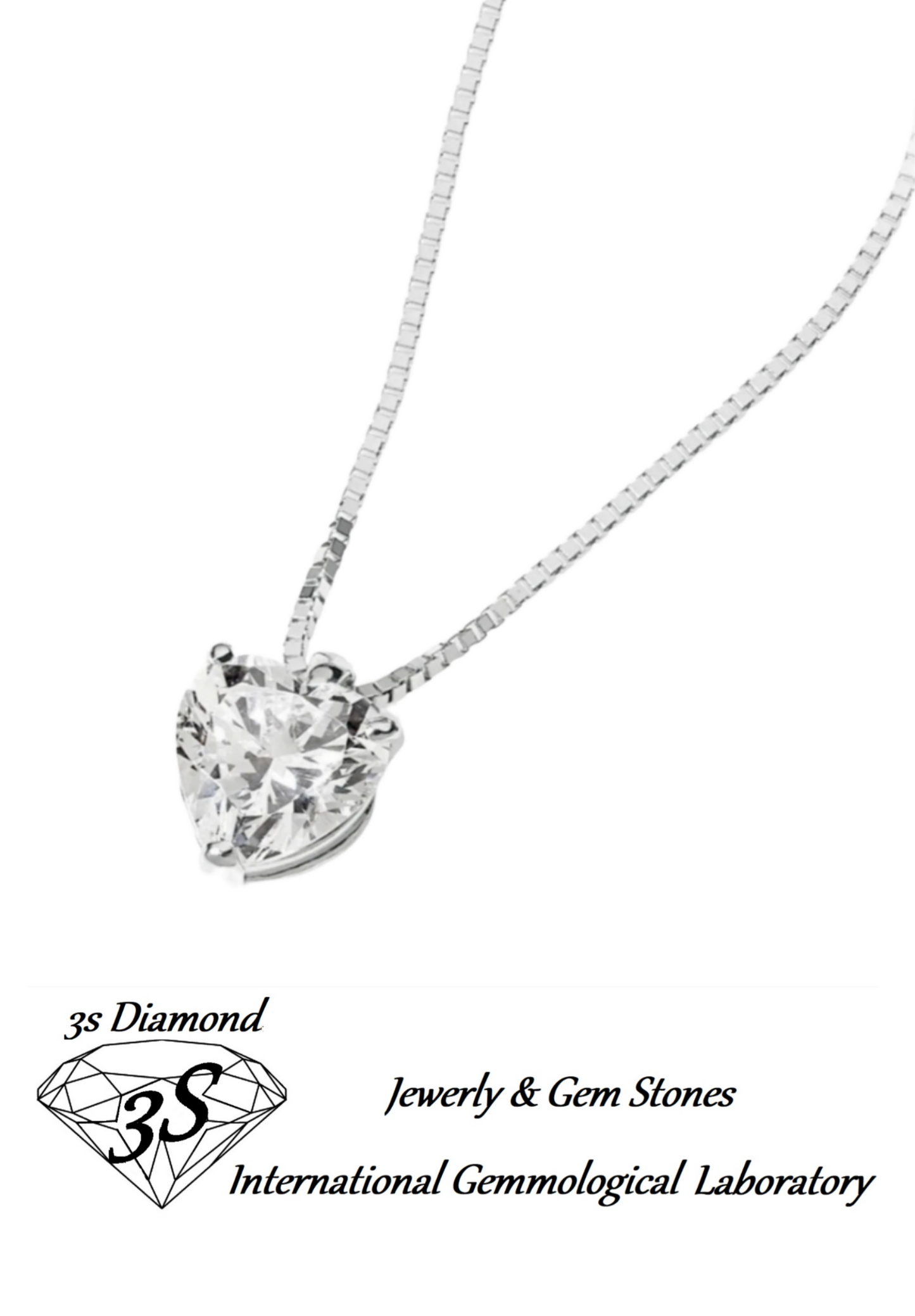 ciondolo punto luce in oro bianco 18k e diamante naturale Taglio cuore 0,15ct