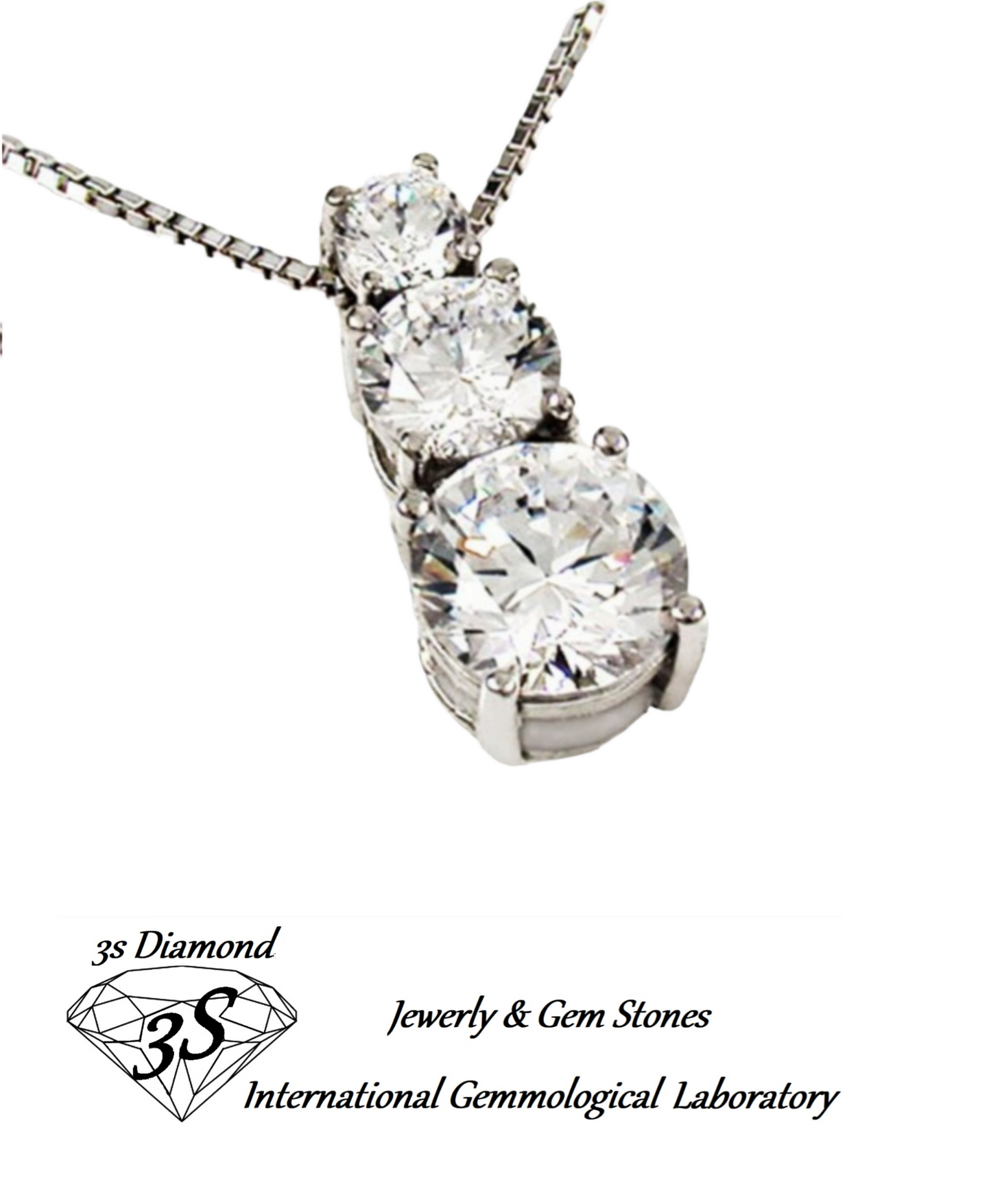 ciondolo trilogy in oro bianco 18k e 3 diamanti naturali 0,65 ct