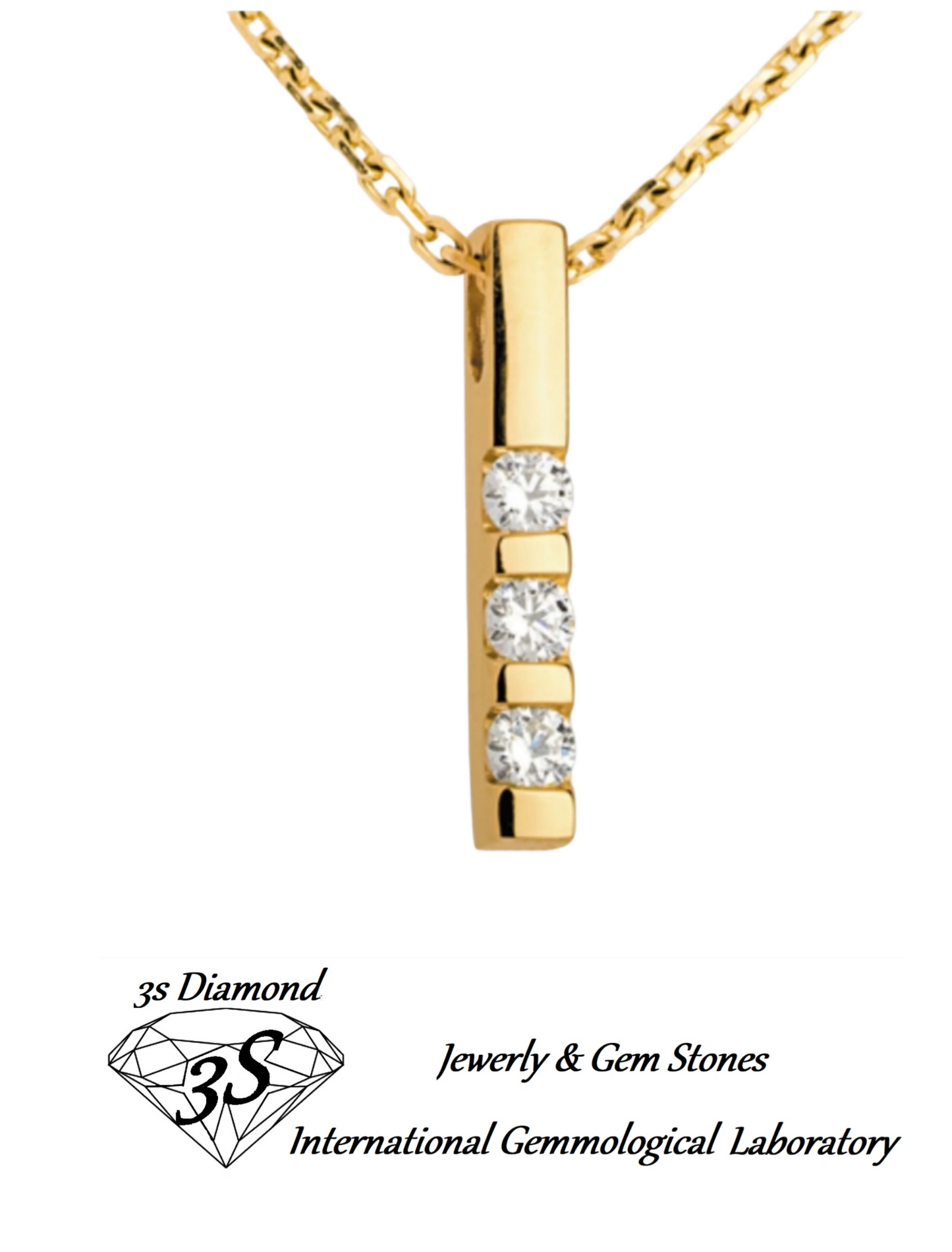 ciondolo trilogy in oro giallo e 3  diamanti naturali 0,30 ct