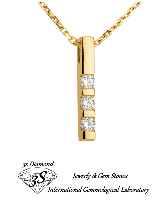 ciondolo trilogy in oro giallo 18k e 3 diamanti naturali 0,60ct