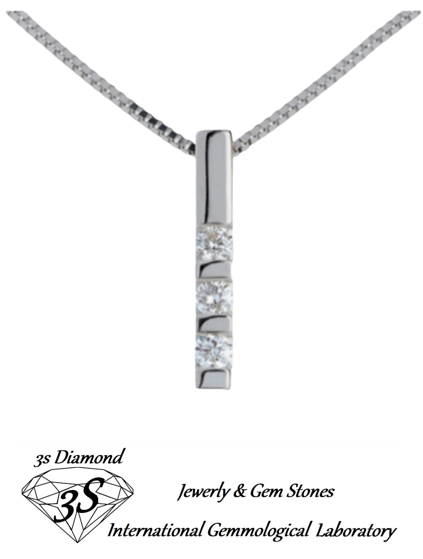ciondolo trilogy in oro bianco 18k e 3 diamanti naturali 0,30 ct