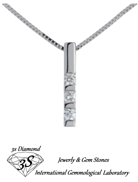 ciondolo trilogy in oro bianco 18k e 3 diamanti naturali 0,45ct