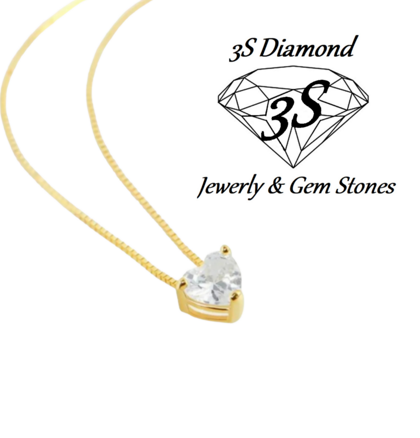ciondolo punto luce in oro giallo 18k e diamante naturale Taglio cuore 0,15ct
