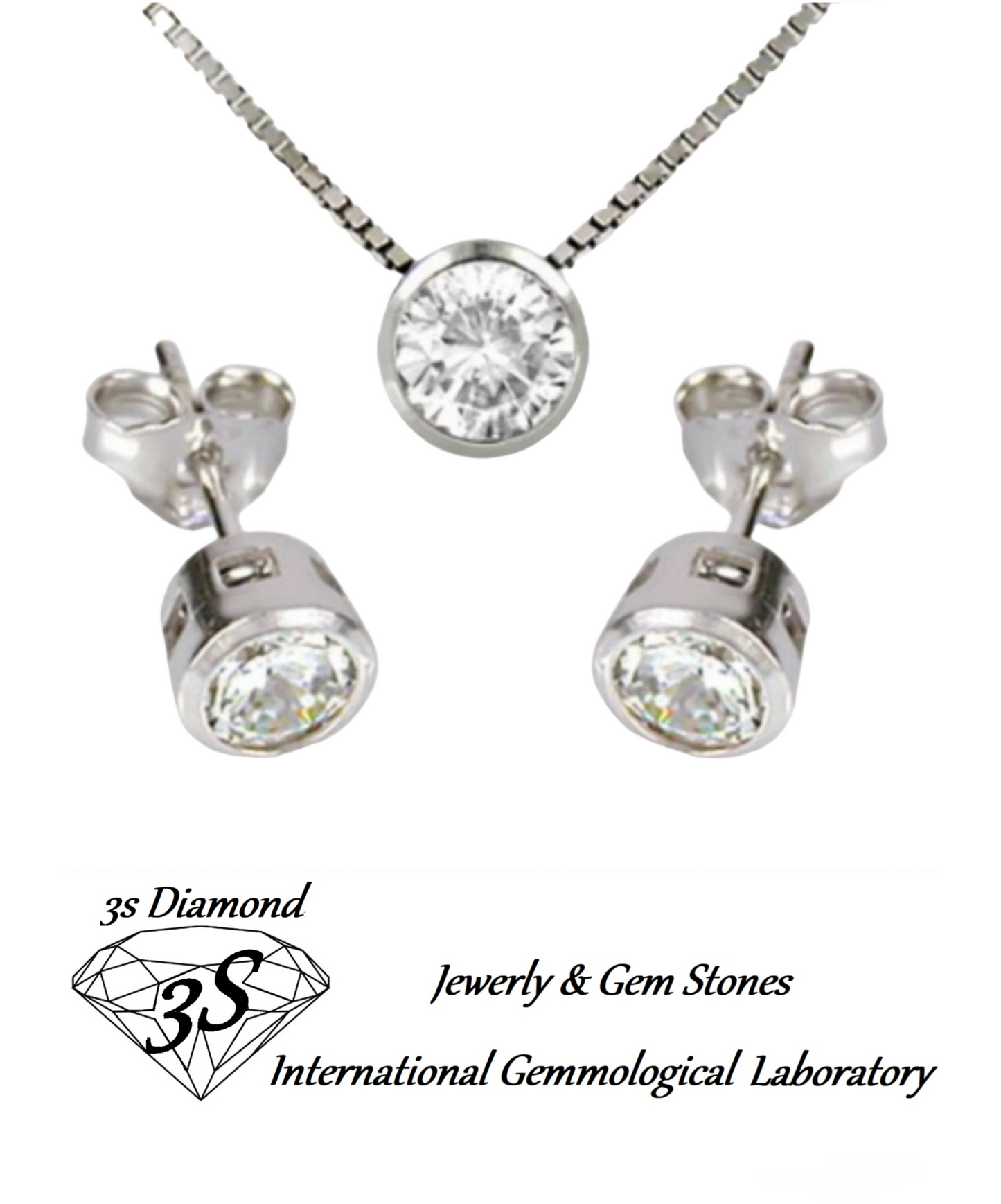 set completo ciondolo e orecchini punto luce a cipollina in oro 18k 750 e 3 diamanti naturali 1,35 ct E F