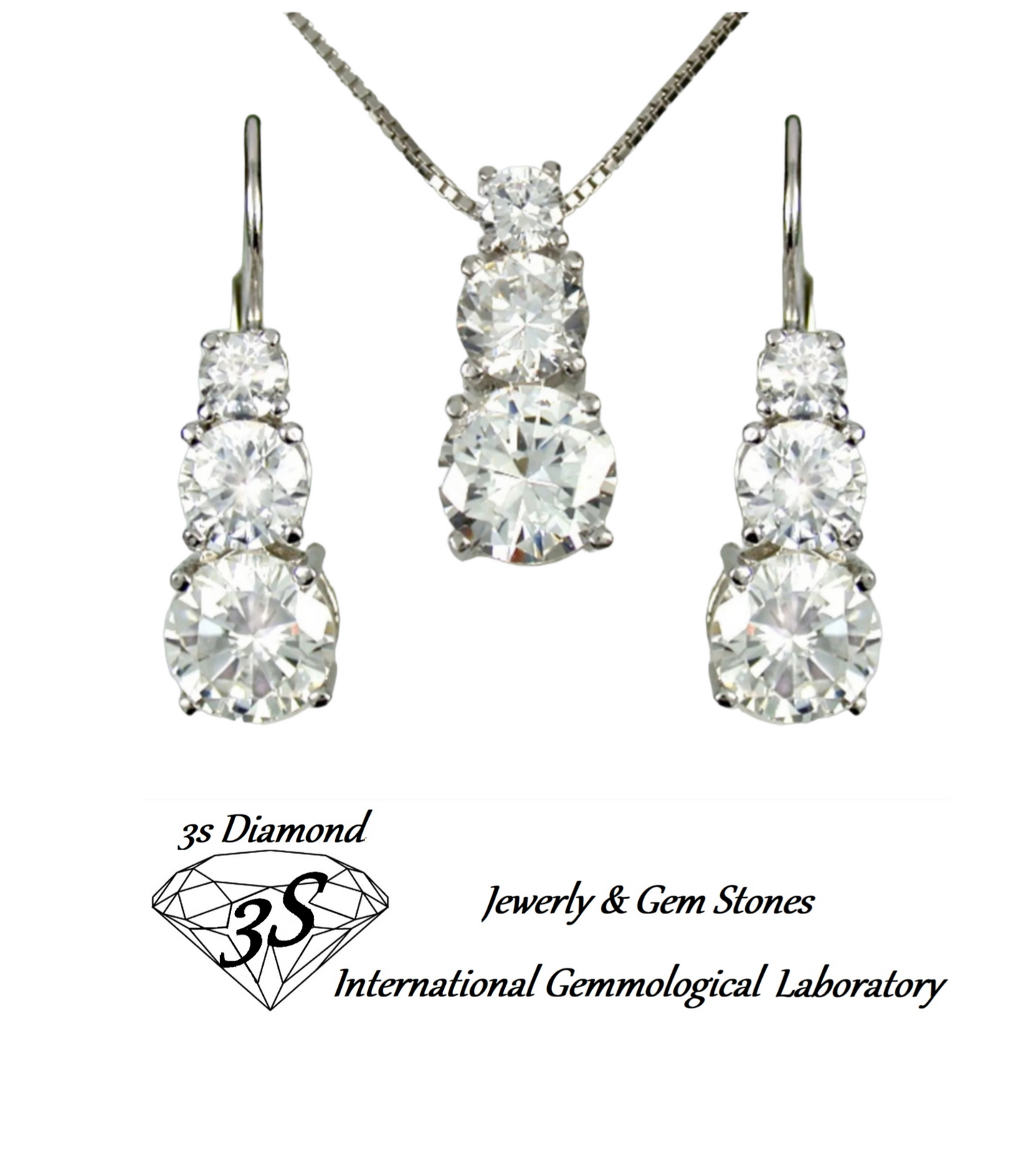 set completo trilogy ciondolo e orecchini punto luce in oro bianco 18k 750 e 9 diamanti naturali 2,10 ct E F