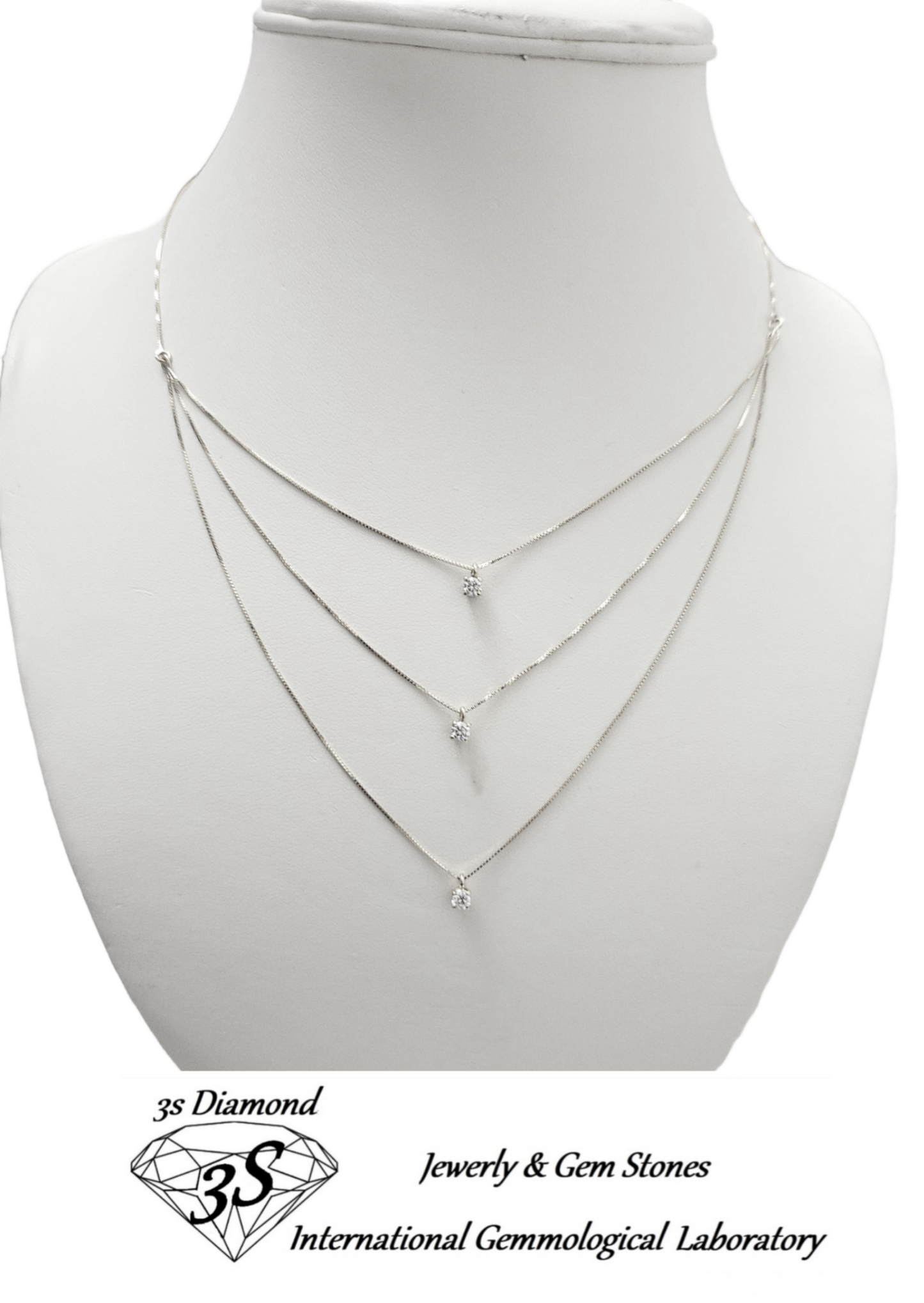 collana trilogy in oro giallo 18k e in 3 fila con 3 diamanti naturali 0,45ct