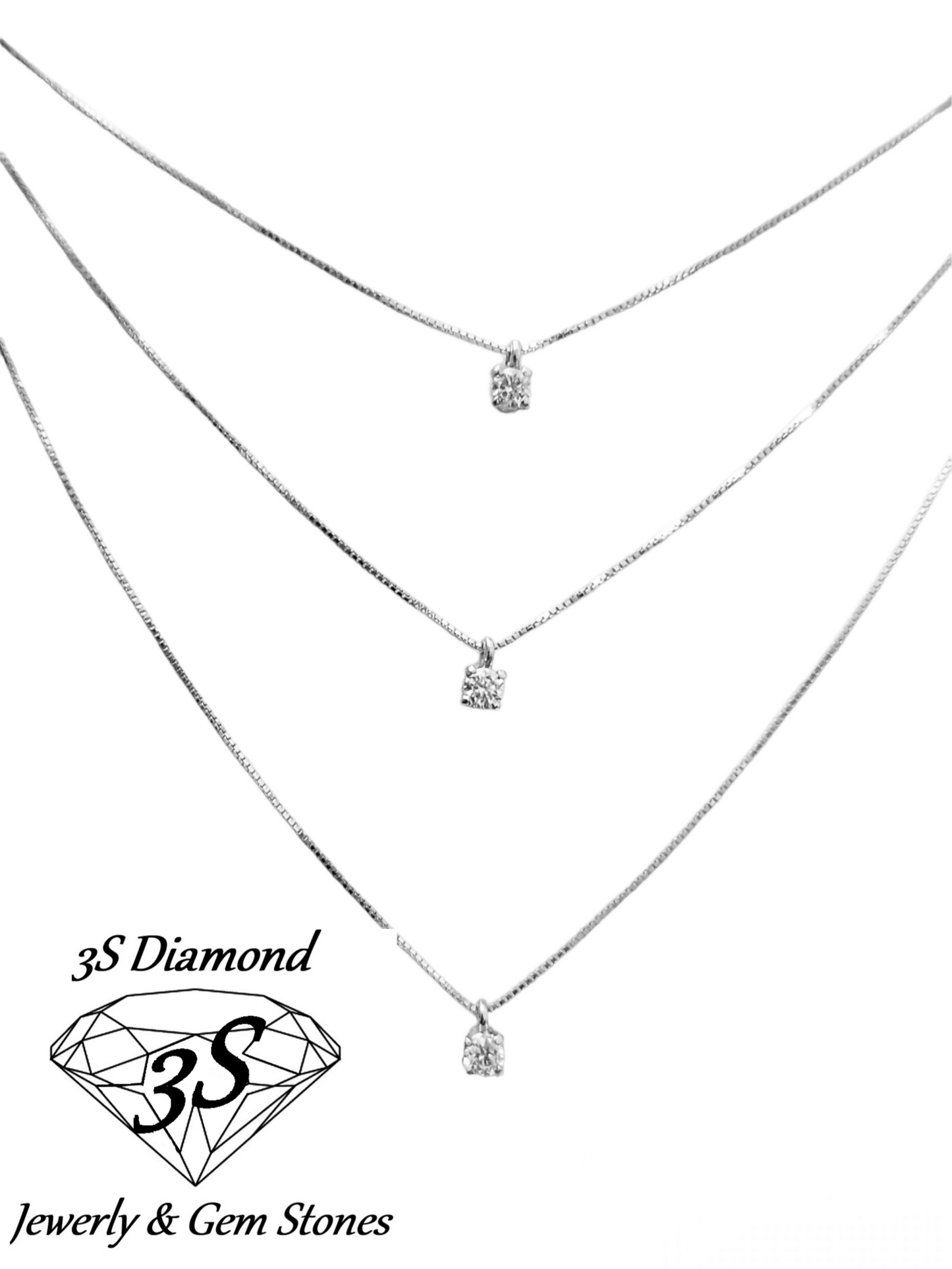 collana trilogy in oro giallo 18k e in 3 fila con 3 diamanti naturali 0,45ct