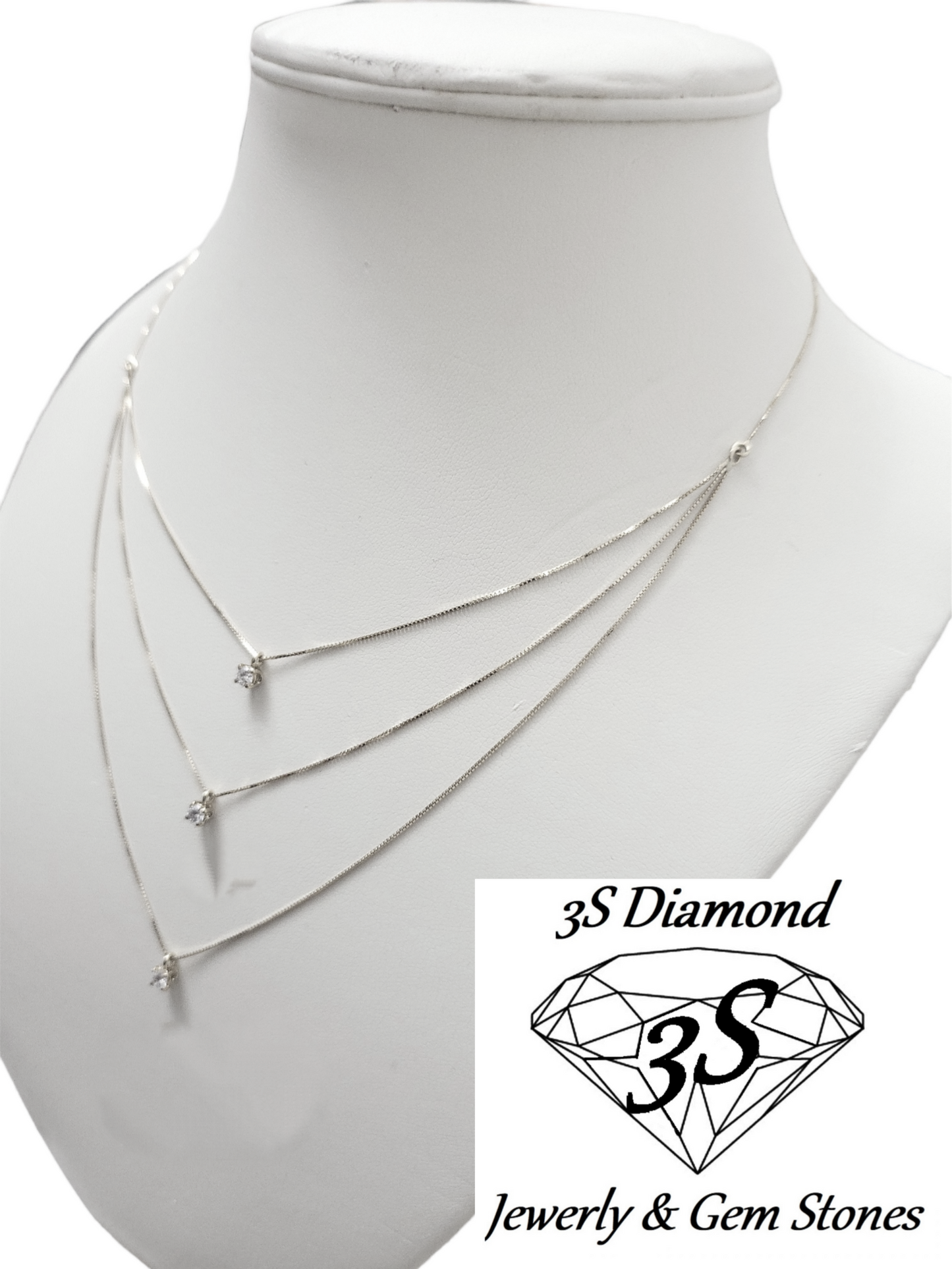 collana trilogy in oro giallo 18k e in 3 fila con 3 diamanti naturali 0,45ct