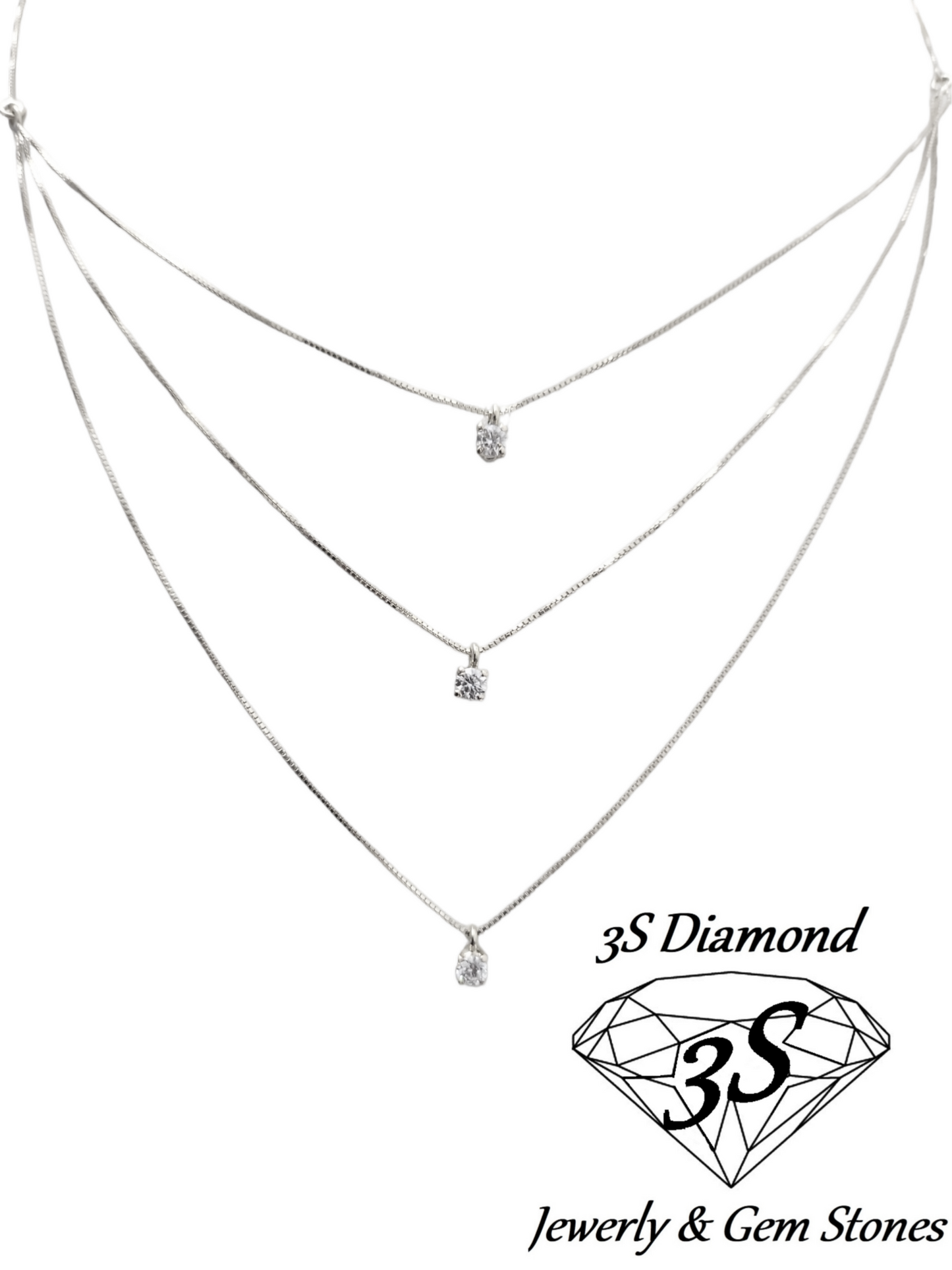 collana trilogy in oro giallo 18k e in 3 fila con 3 diamanti naturali 0,45ct