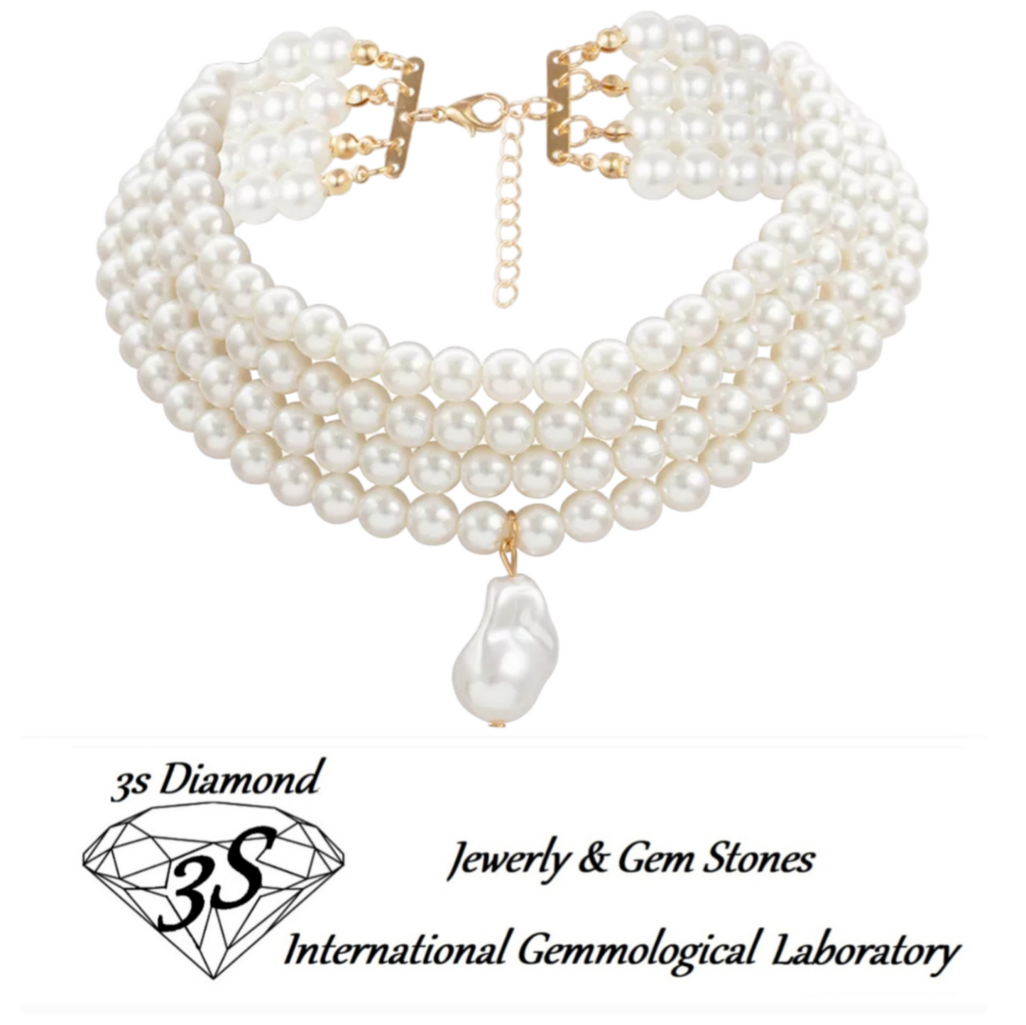 collana in oro giallo 18k con 4 fila perla naturale australiane 33cm