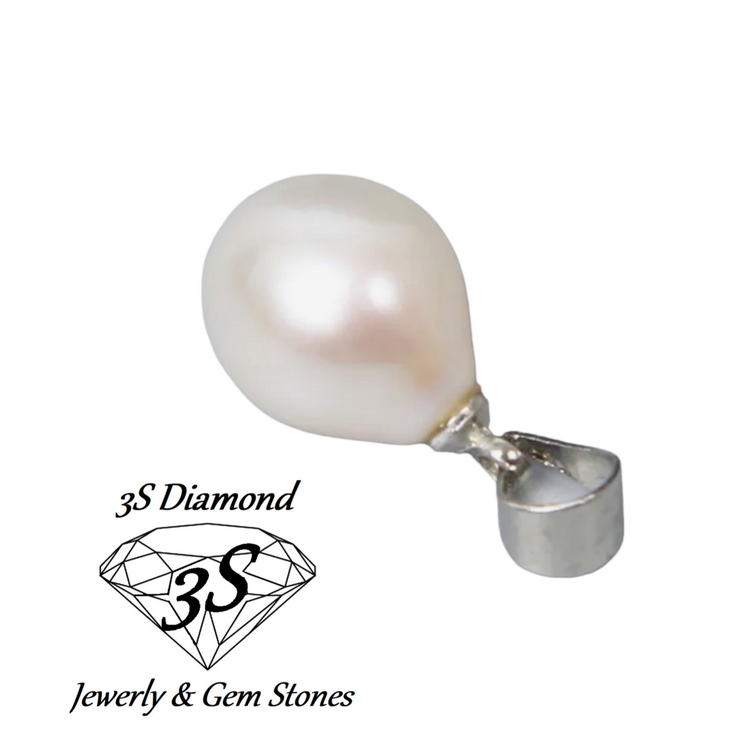 ciondolo in oro bianco 18k con  perla naturale australiane Misura 9 mm