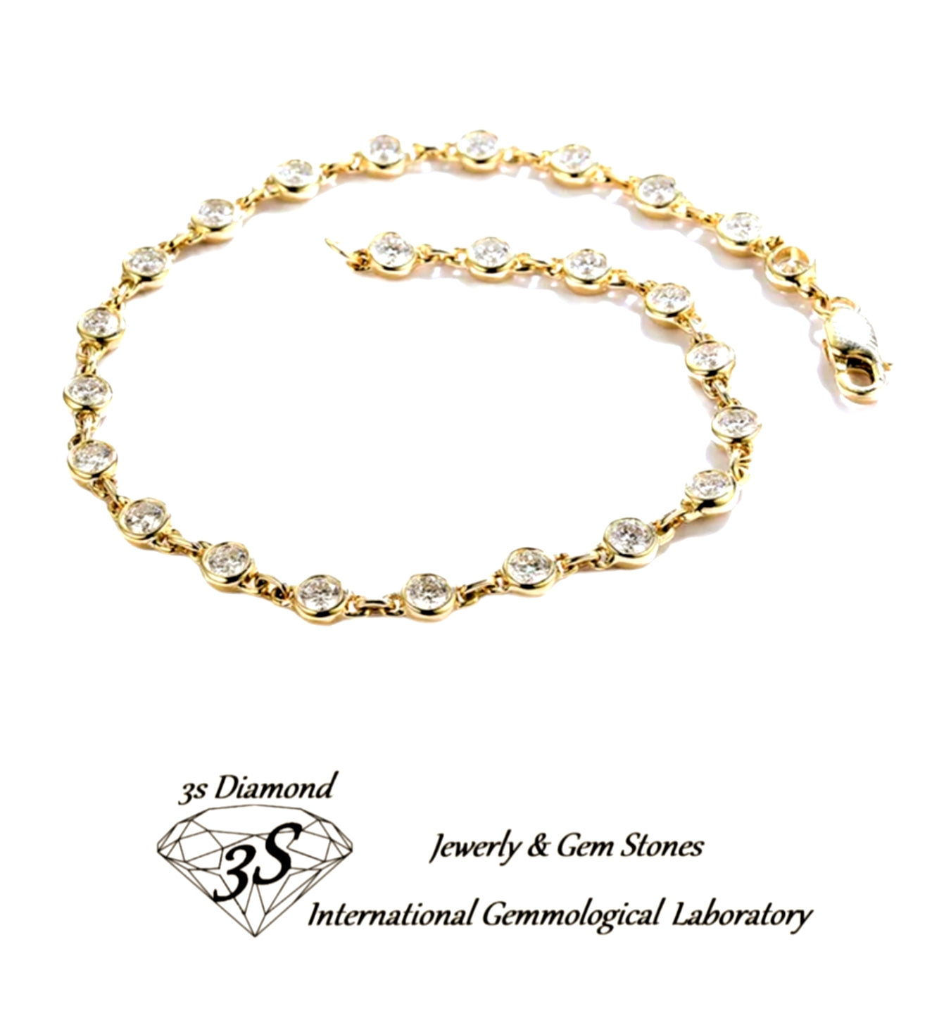 bracciale in oro giallo 18k e 25 diamanti naturali 2,50ct