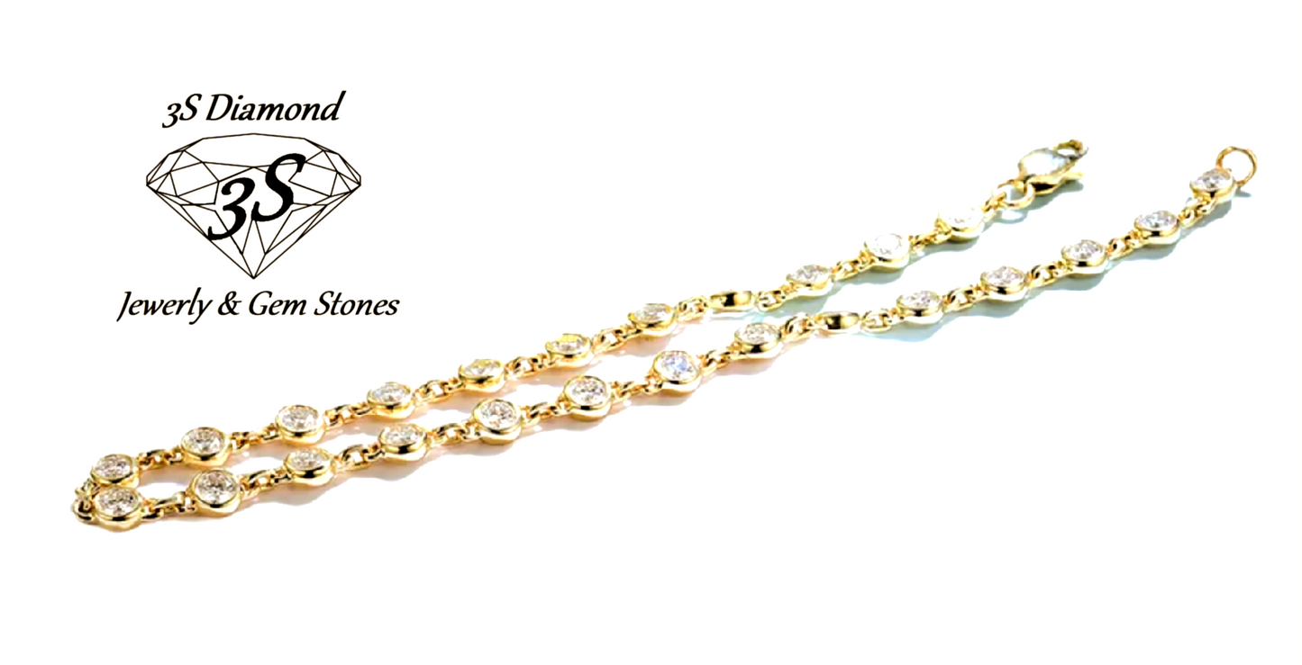 bracciale in oro giallo 18k e 25 diamanti naturali 2,50ct