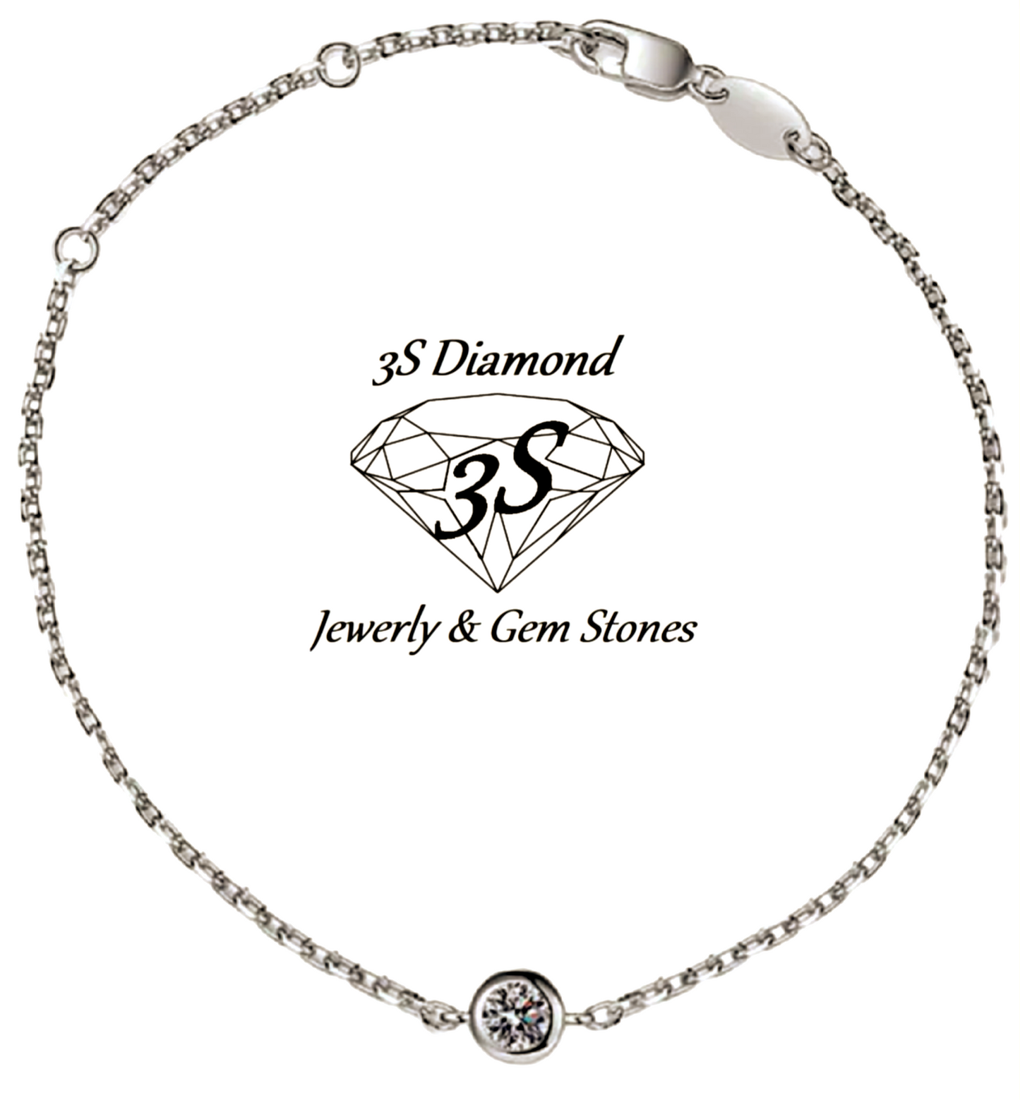 bracciale in oro bianco 18k e 1 diamante natural centrale 0,10ct