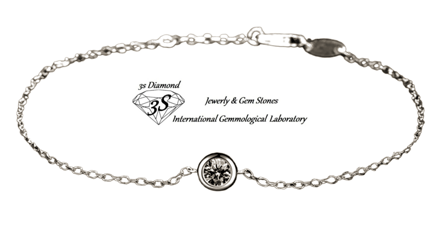 bracciale in oro bianco 18k e 1 diamante natural centrale 0,10ct