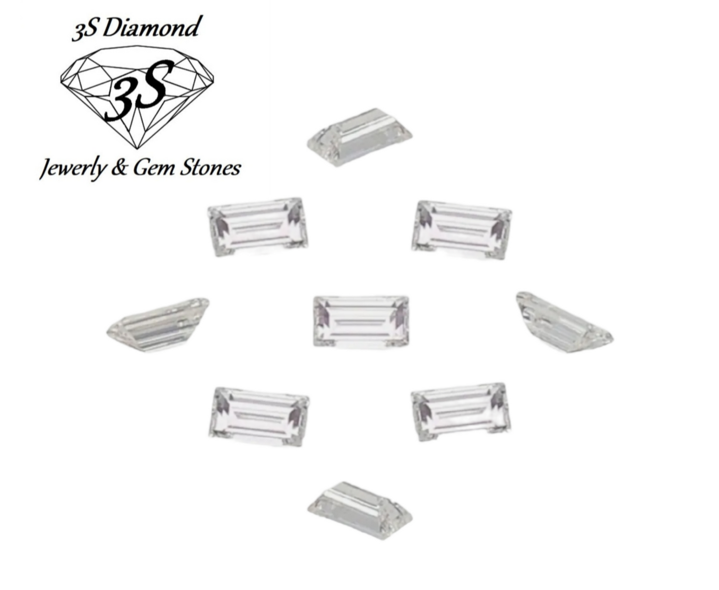 9 pezzi diamante naturale taglio baguette 0,72 ct Colore D VVS1