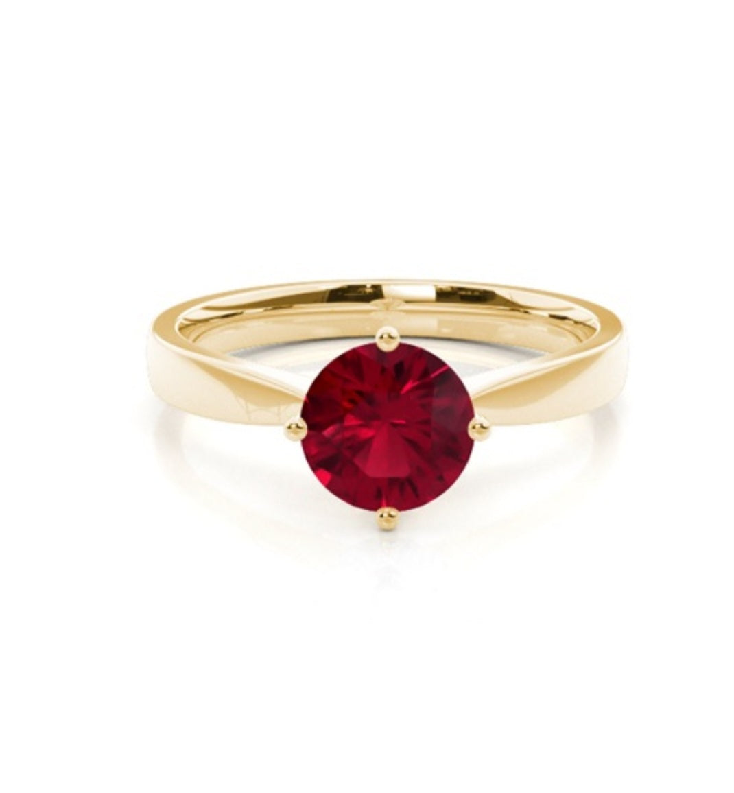 anello solitario in oro bianco 18k e 1 rubino naturale taglio ovale o brillante 2.00 ct