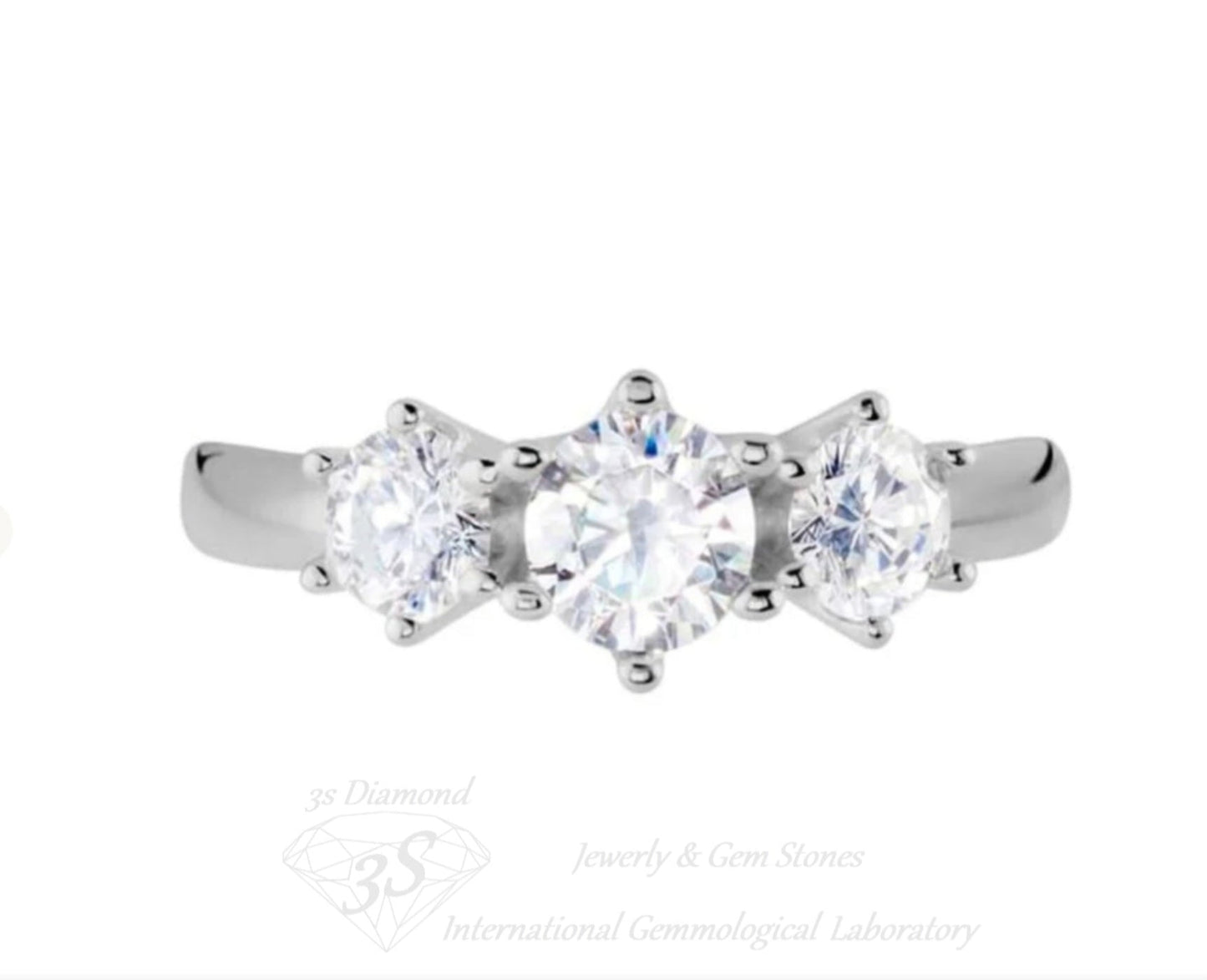 anello trilogy modello tifany oro bianco 18k con diamanti 0,90ct