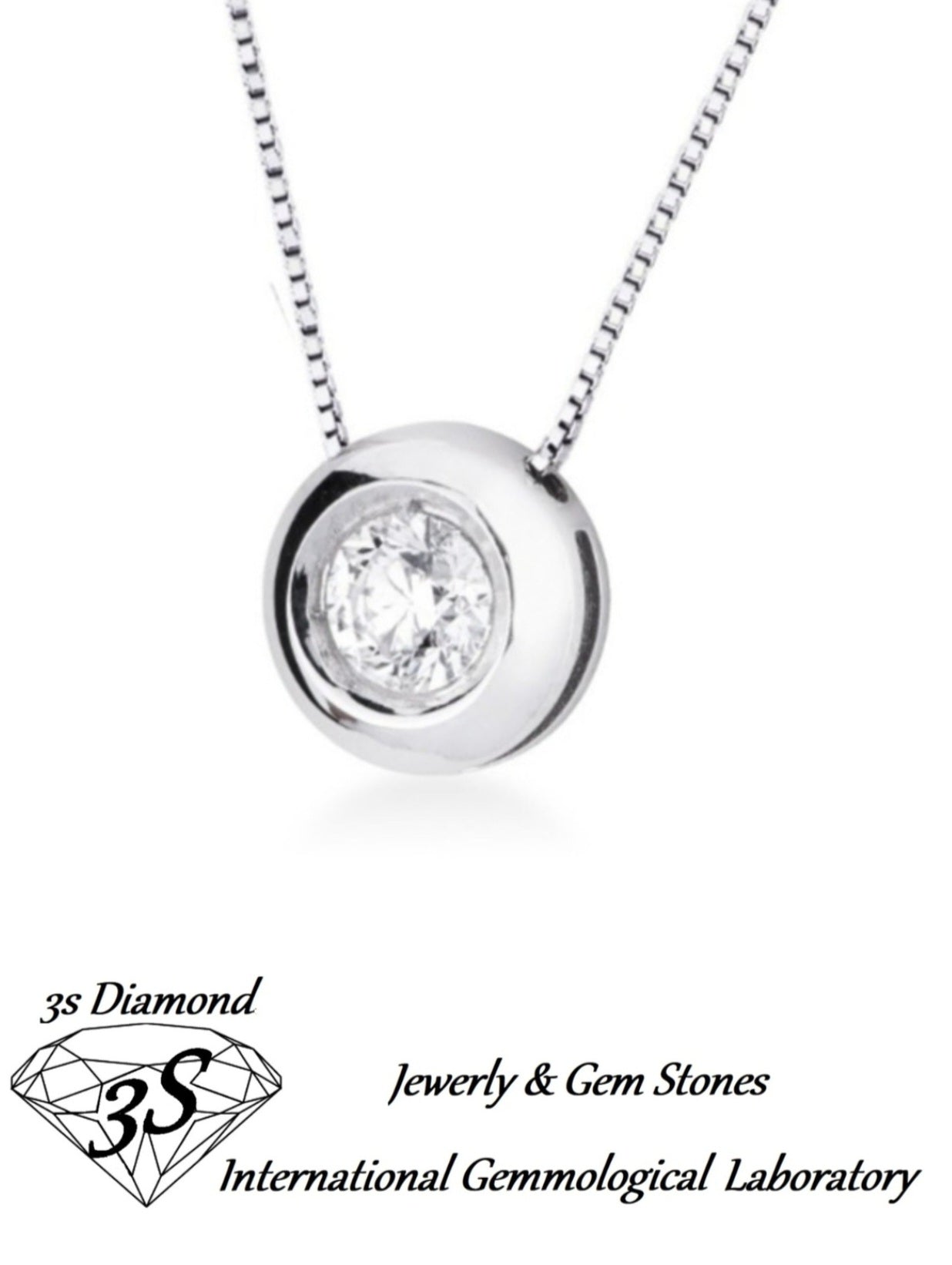ciondolo punto luce a cipollina in oro bianco 18k e diamanti naturale 0,10 ct