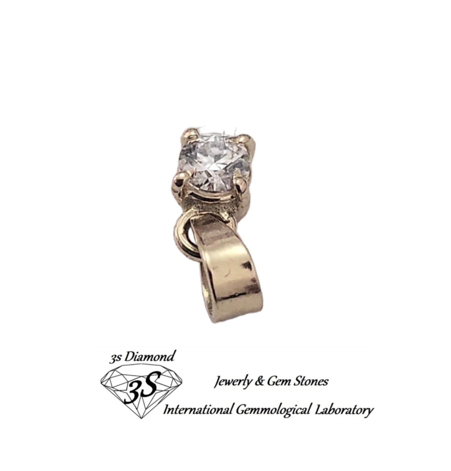 ciondolo pendente punto luce in oro giallo 18k e diamanti naturale 0,15 ct