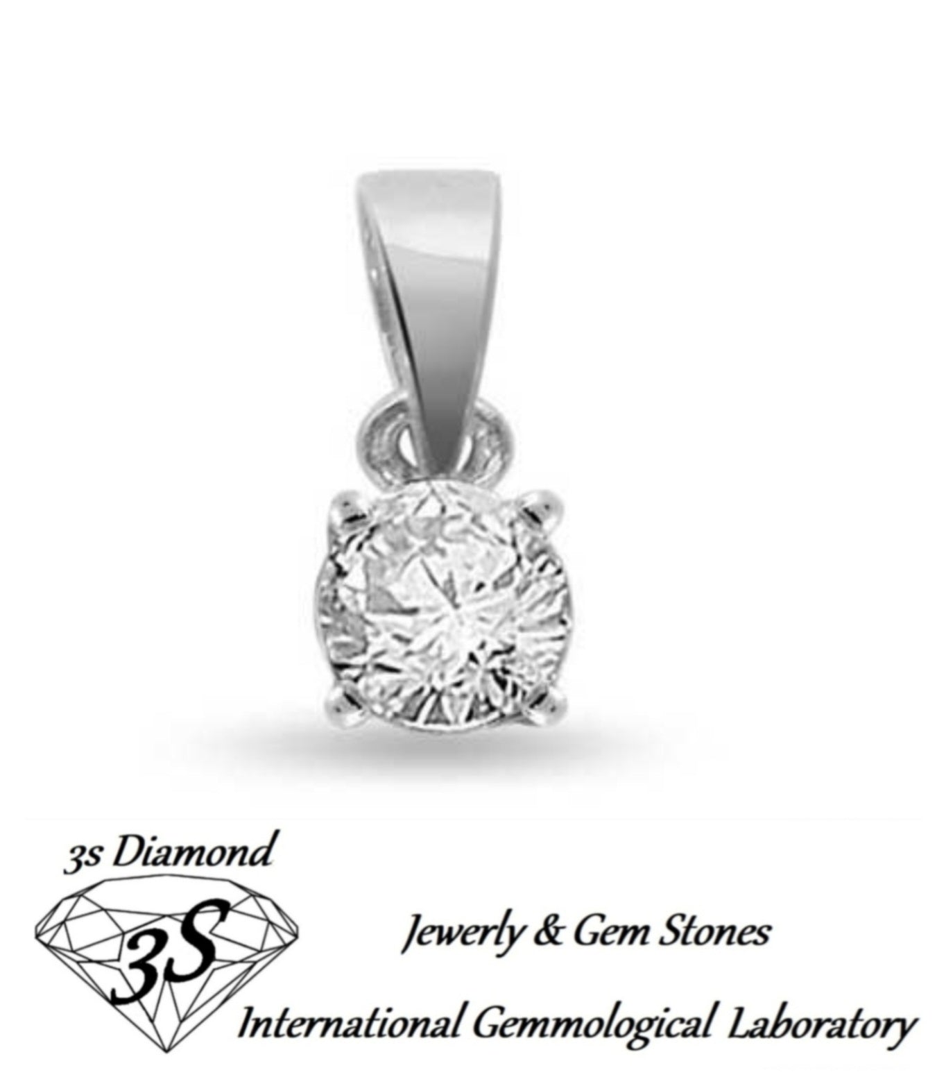 ciondolo punto luce in oro bianco 18k e diamanti naturale 0,25 ct