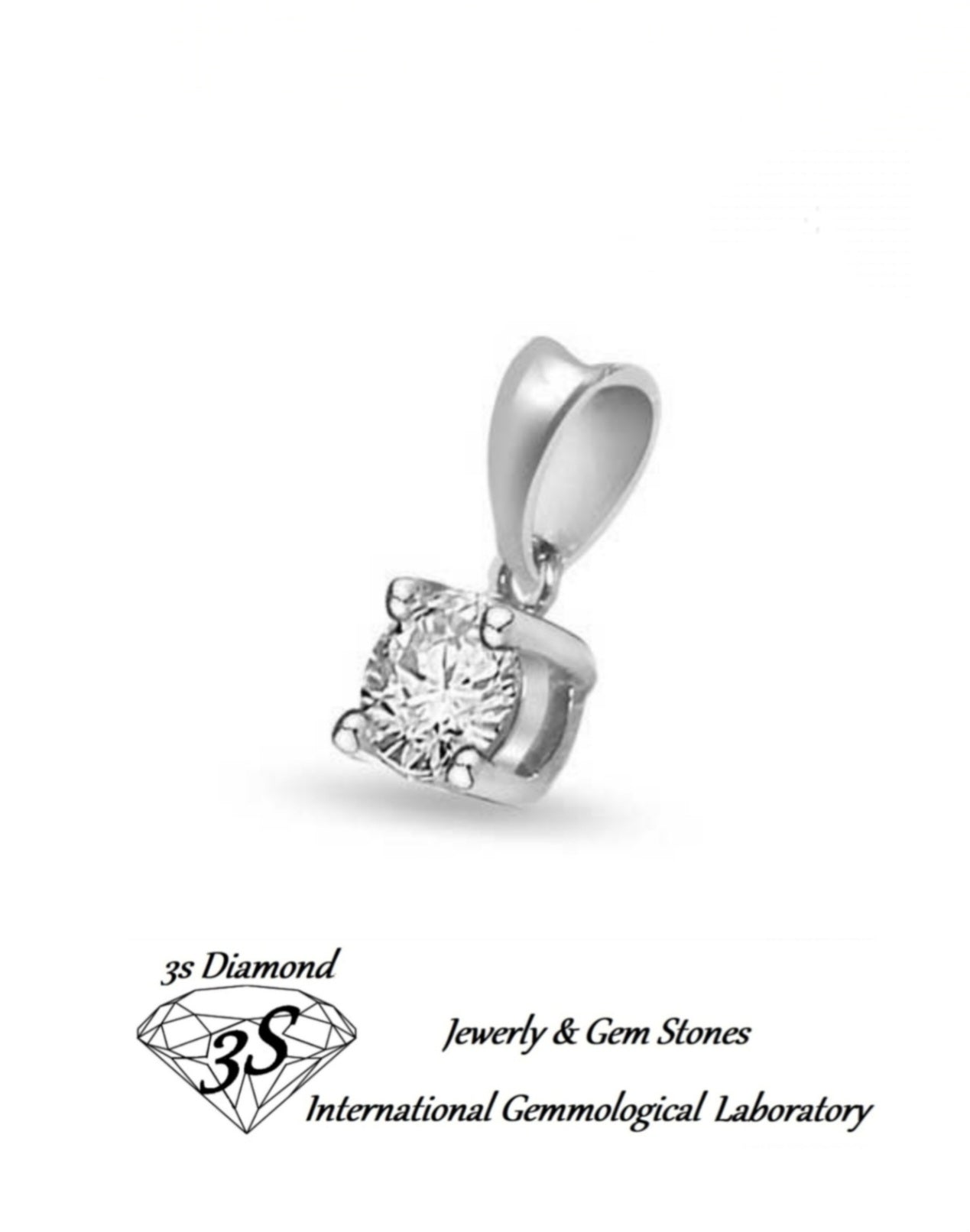 ciondolo punto luce in oro bianco 18k e diamanti naturale 0,15 ct