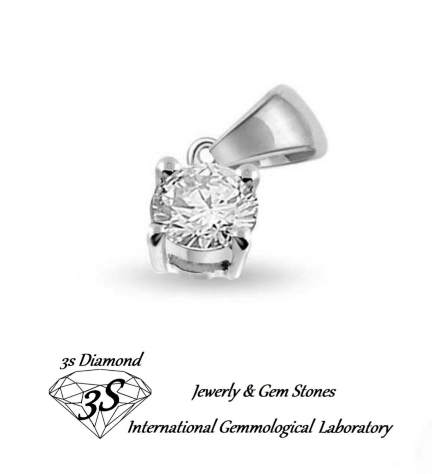 ciondolo punto luce in oro bianco 18k e diamanti naturale 0,10 ct