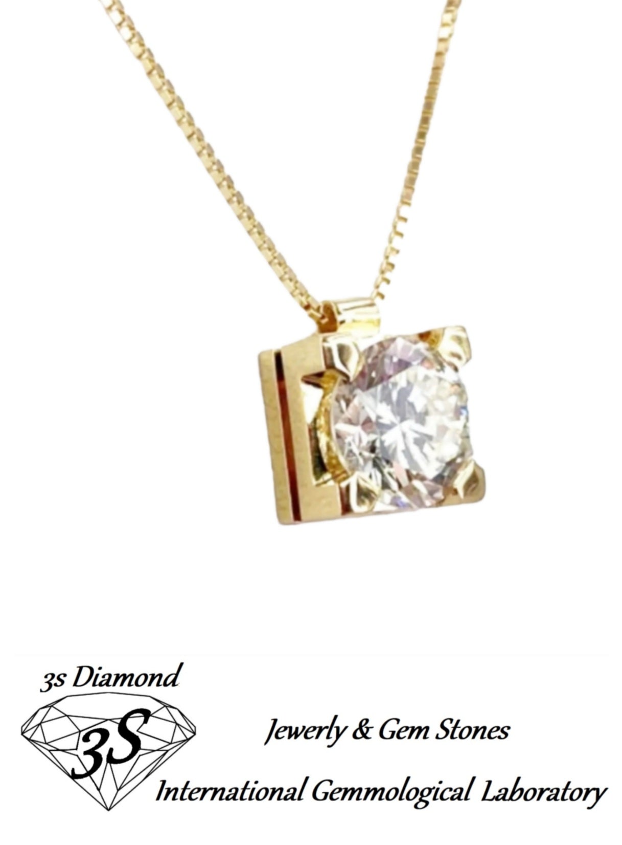 ciondolo punto luce quadrato in oro bianco 18k e diamanti naturale 0,10 ct