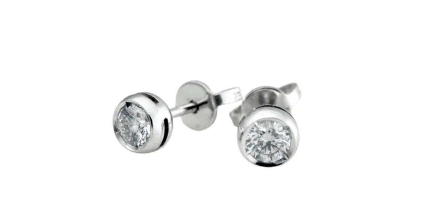 orecchini punto luce a cipollina certificato HRD in oro bianco 18k e 2 diamanti naturali 0,54 ct