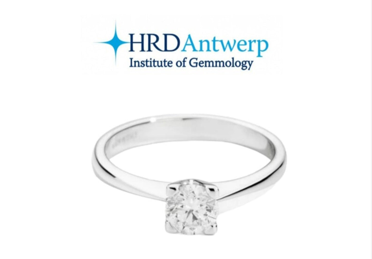 anello solitario certificato HRD in oro bianco 18k e diamante naturali centrale 0,34ct