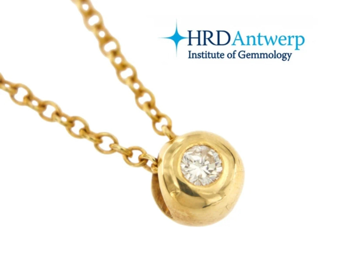 ciondolo punto luce certificato HRD a cipollina in oro bianco e diamanti naturale 0,07 ct