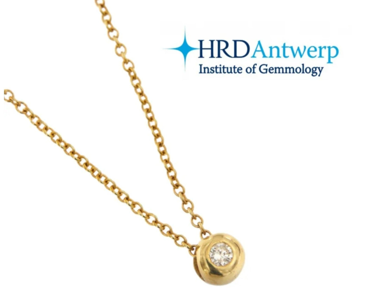 ciondolo punto luce certificato HRD a cipollina in oro bianco e diamanti naturale 0,07 ct