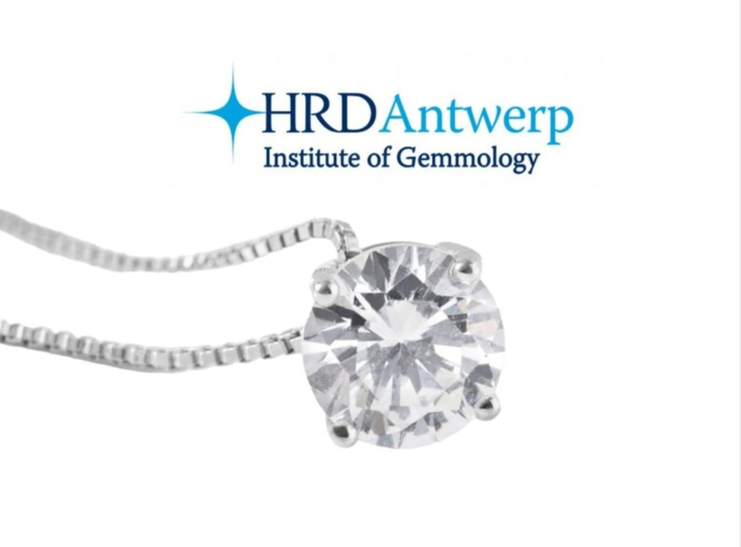 ciondolo punto luce certificato HRD in oro bianco diamante naturale 0,31 ct