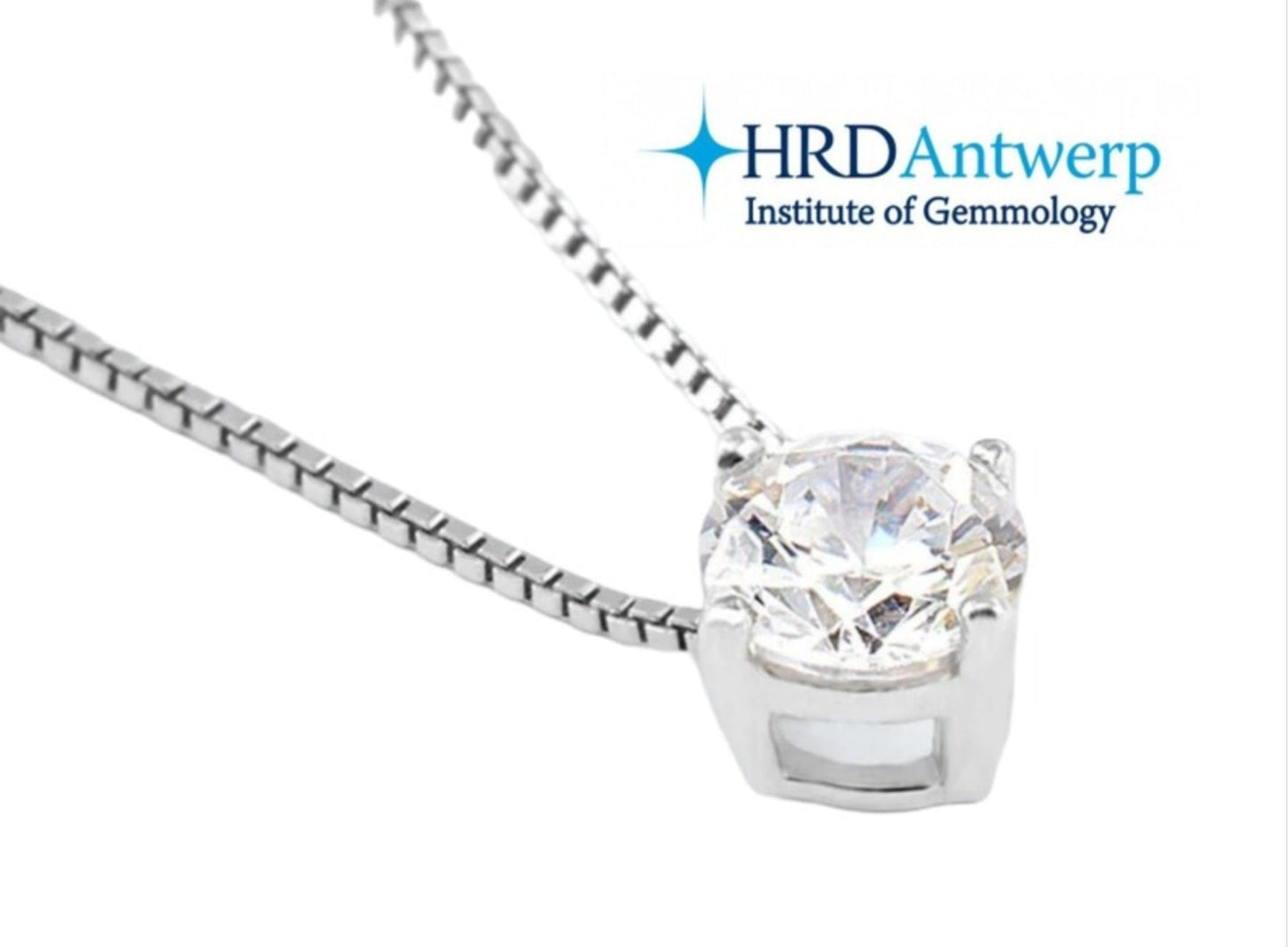 ciondolo punto luce certificato HRD in oro bianco diamante naturale 0,31 ct