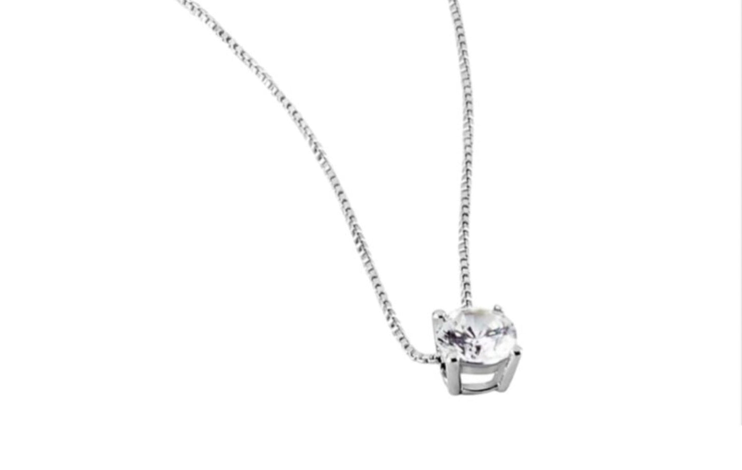 ciondolo punto luce certificato HRD in oro bianco diamante naturale 0,31 ct